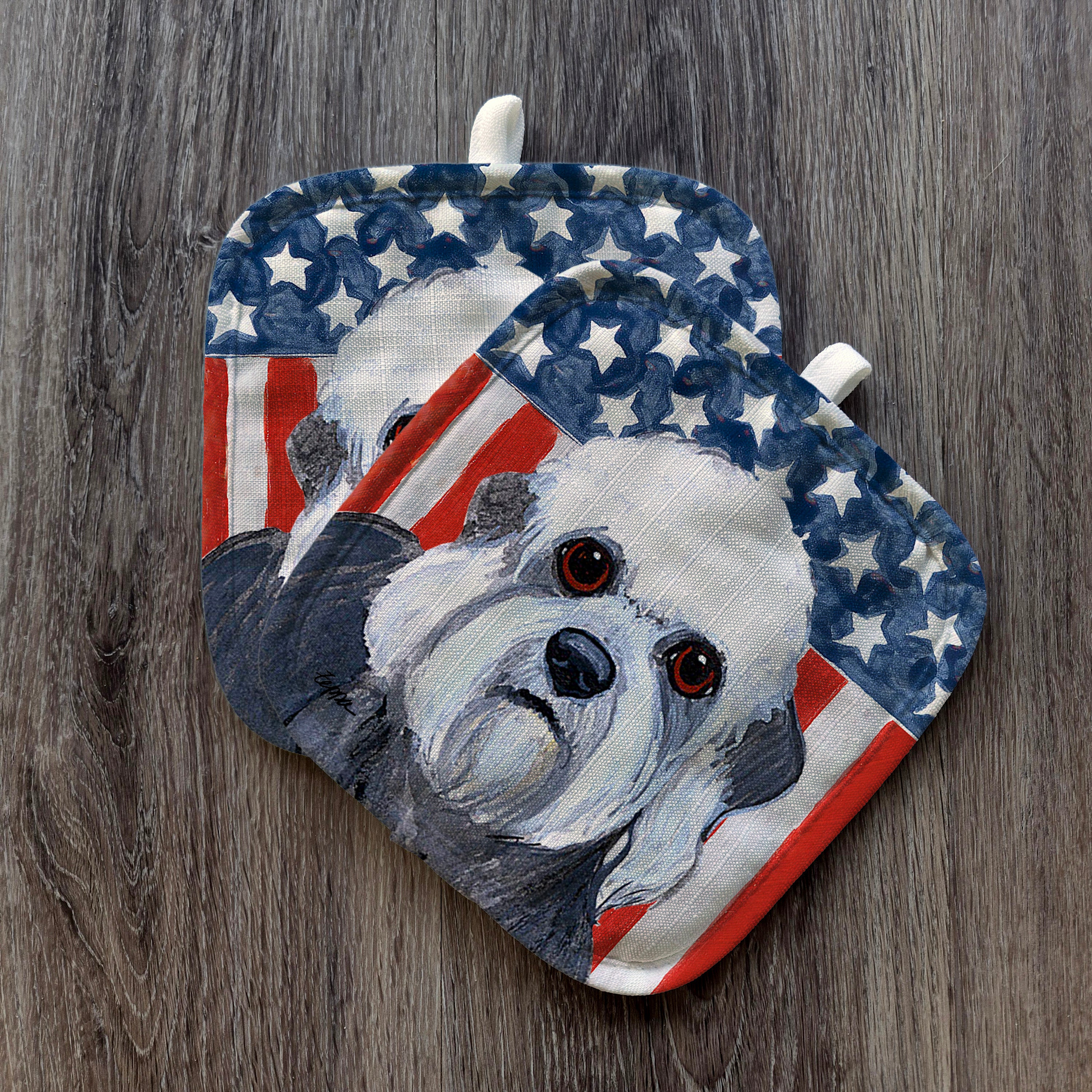 Dandi Dinmont Terrier Americana Pot Holder Set