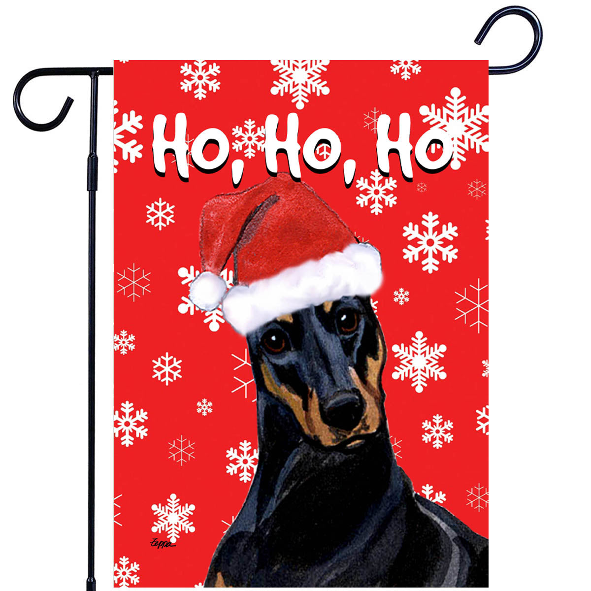 Doberman Pinscher Ho Ho Ho Garden Flag