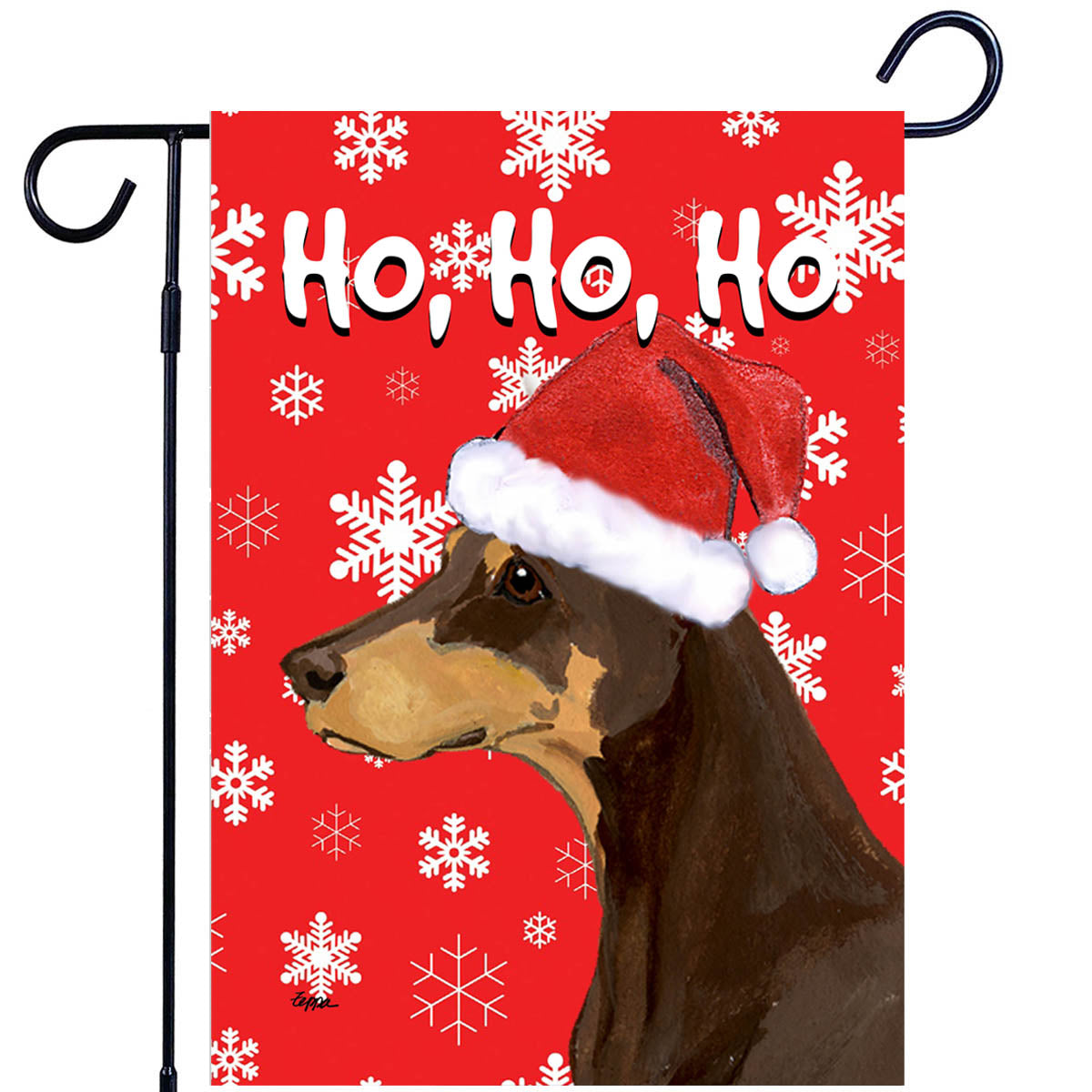 Doberman Pinscher Ho Ho Ho Garden Flag