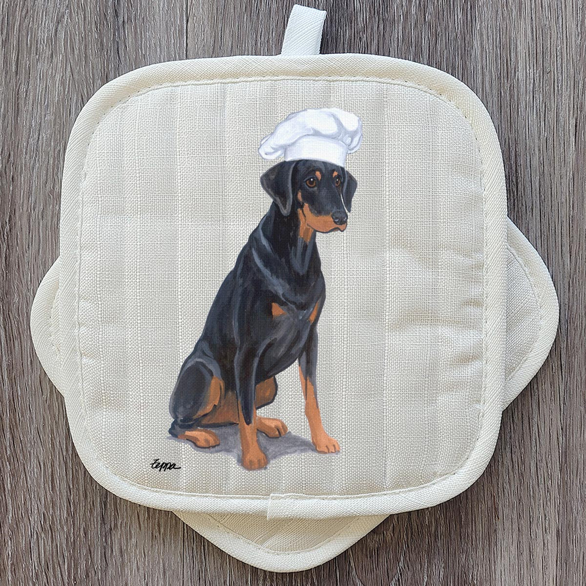 Uncropped Doberman Pot Holder Set