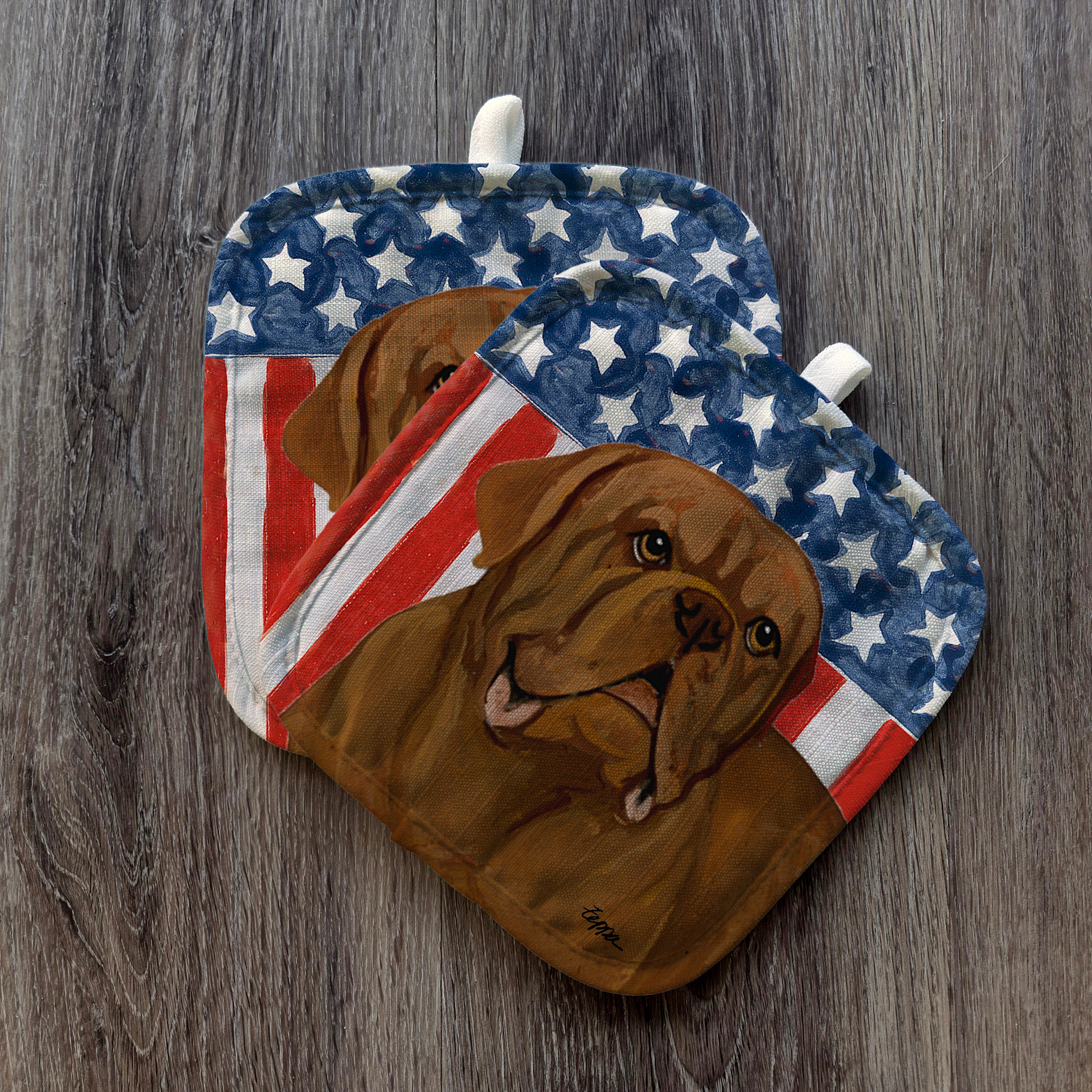 Dogue de Bordeaux Americana Pot Holder Set