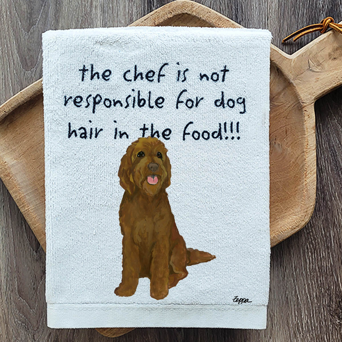 Pawsitively Adorable Doodle Brown Kitchen Towel