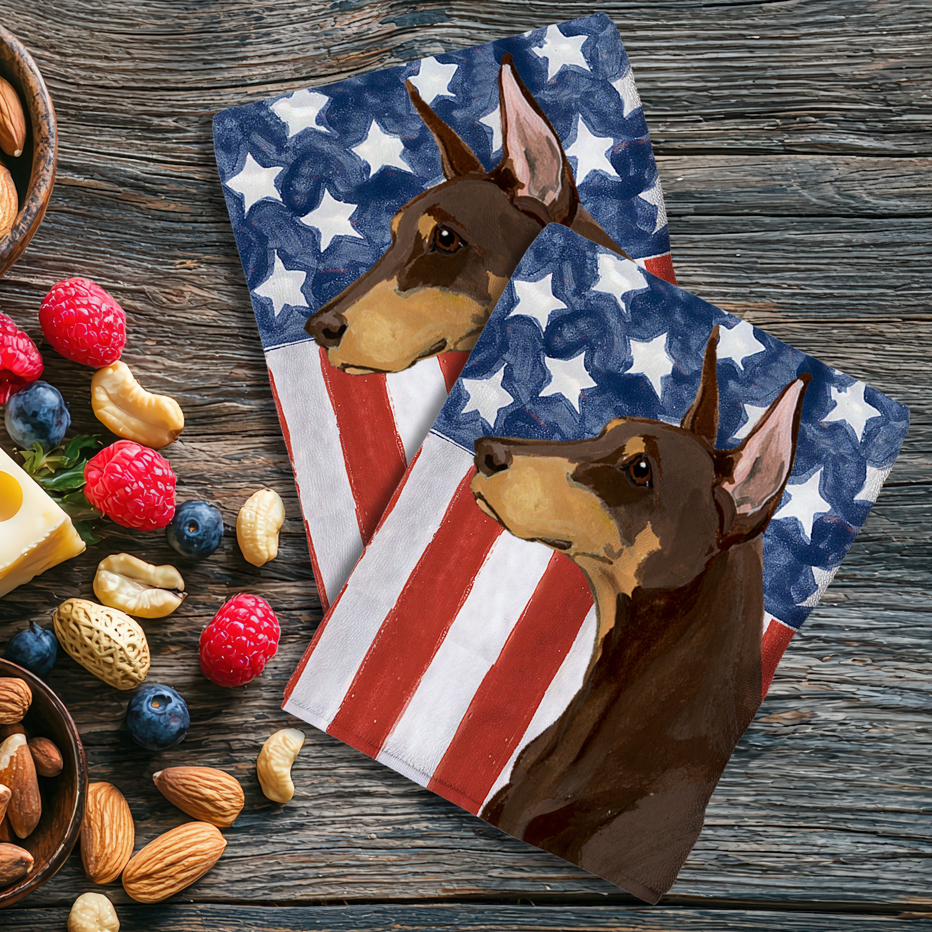 Red Doberman Americana Kitchen Towel Set