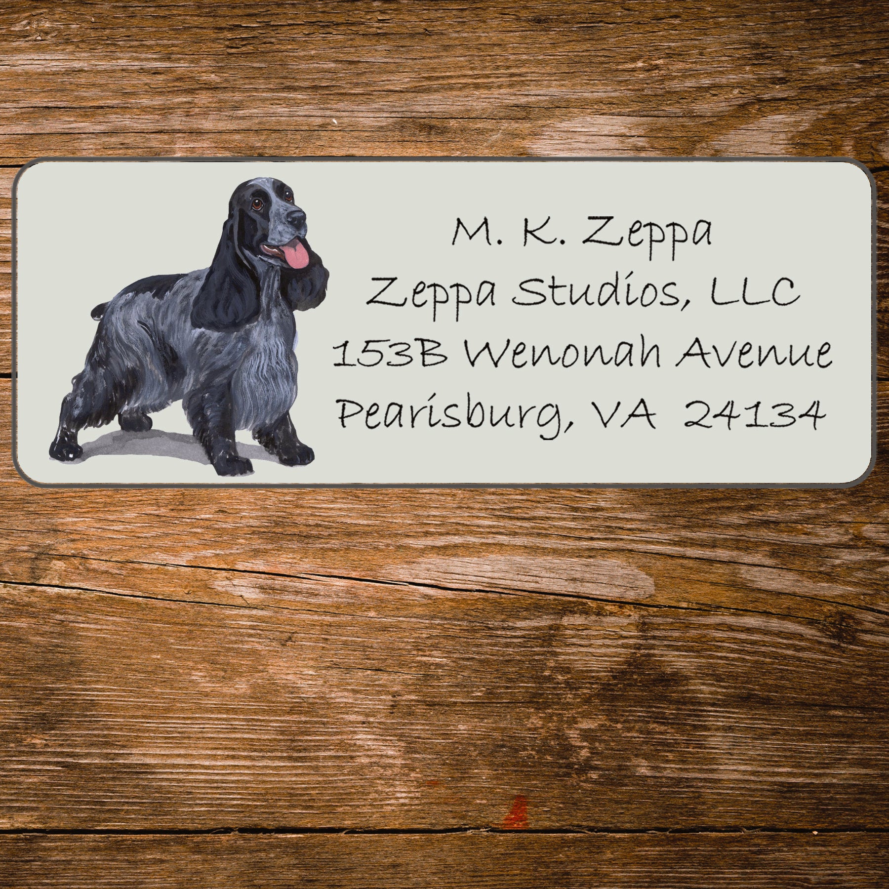 Return address label with a English Cocker Spaniel illustration