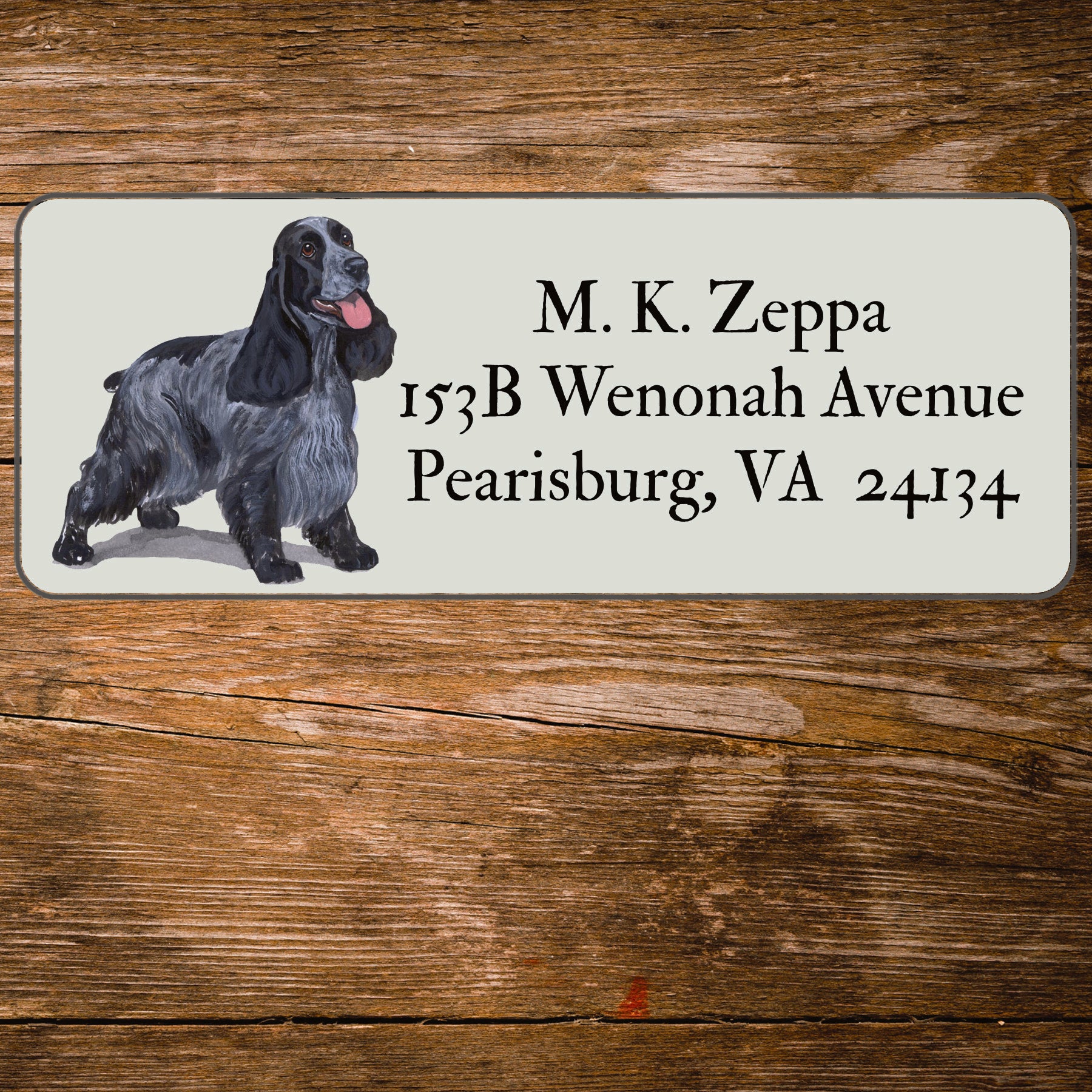 Return address label with a English Cocker Spaniel illustration