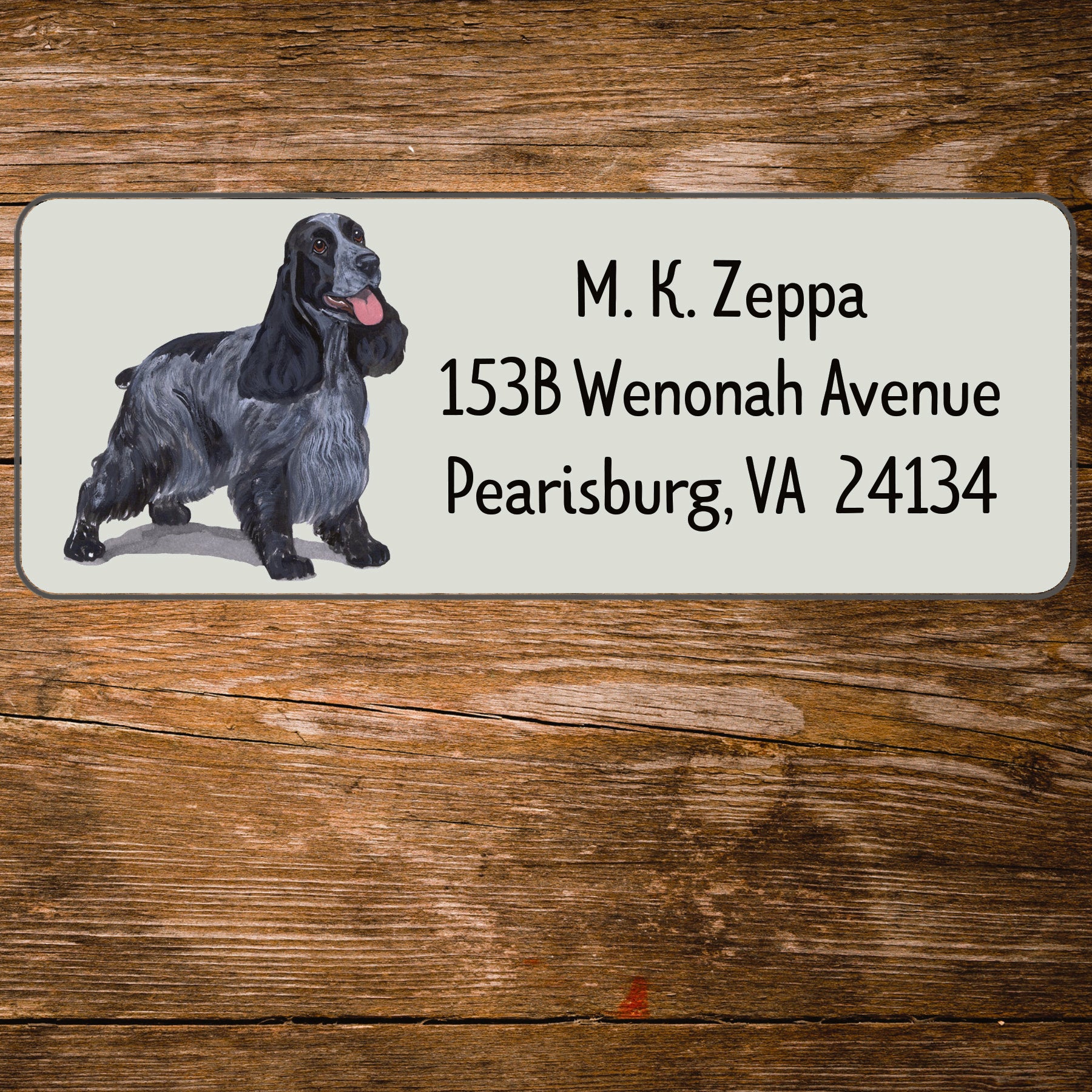 Return address label with a English Cocker Spaniel illustration