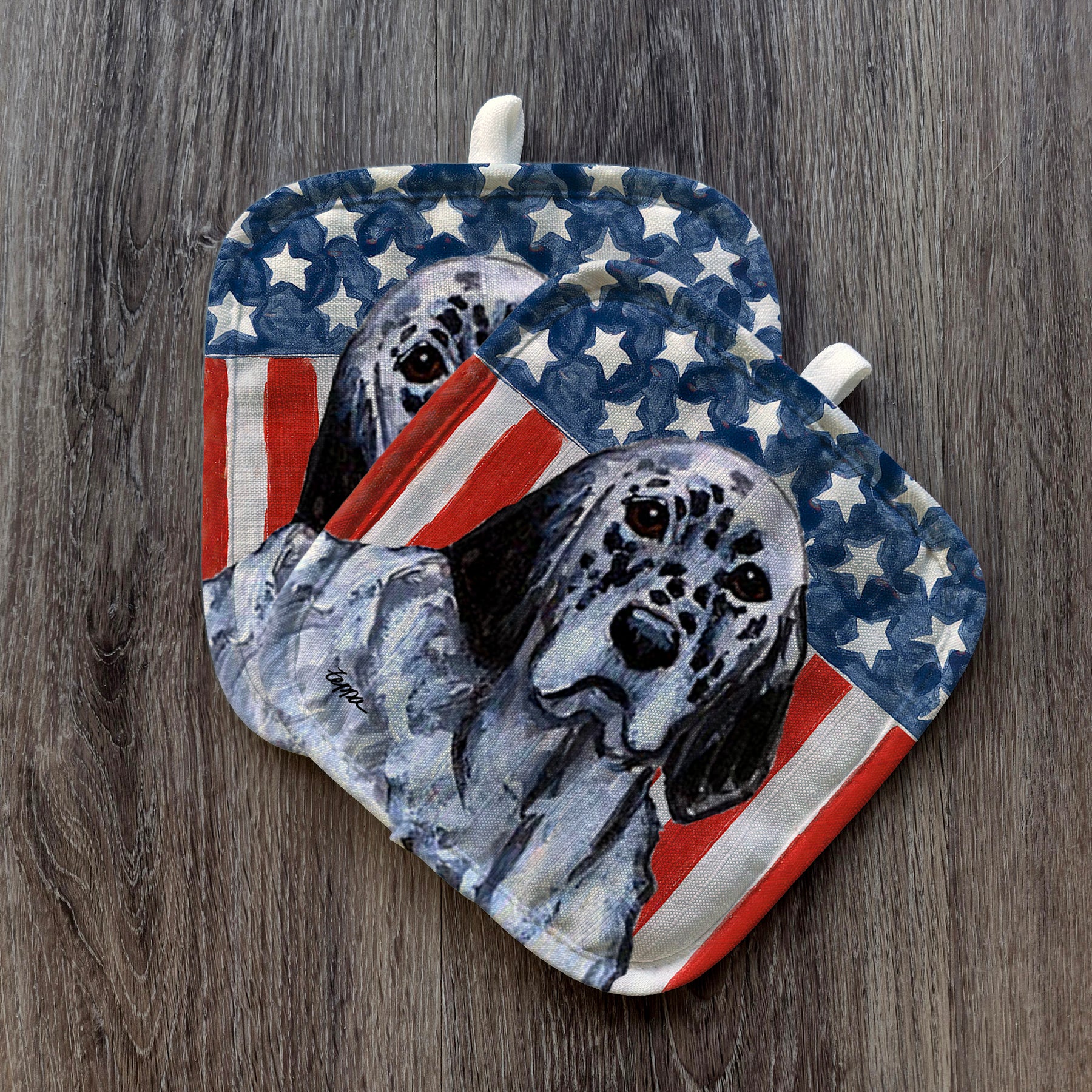 English Setter Americana Pot Holder Set