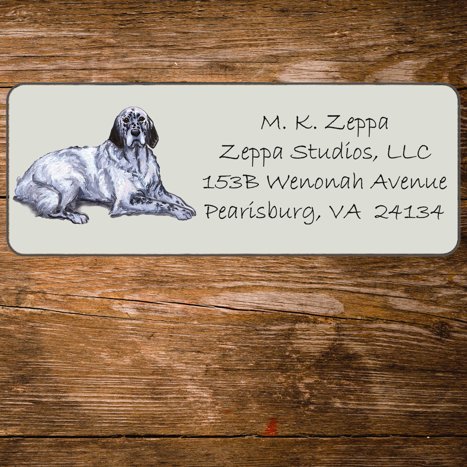 Return address label with a English Setter illustration