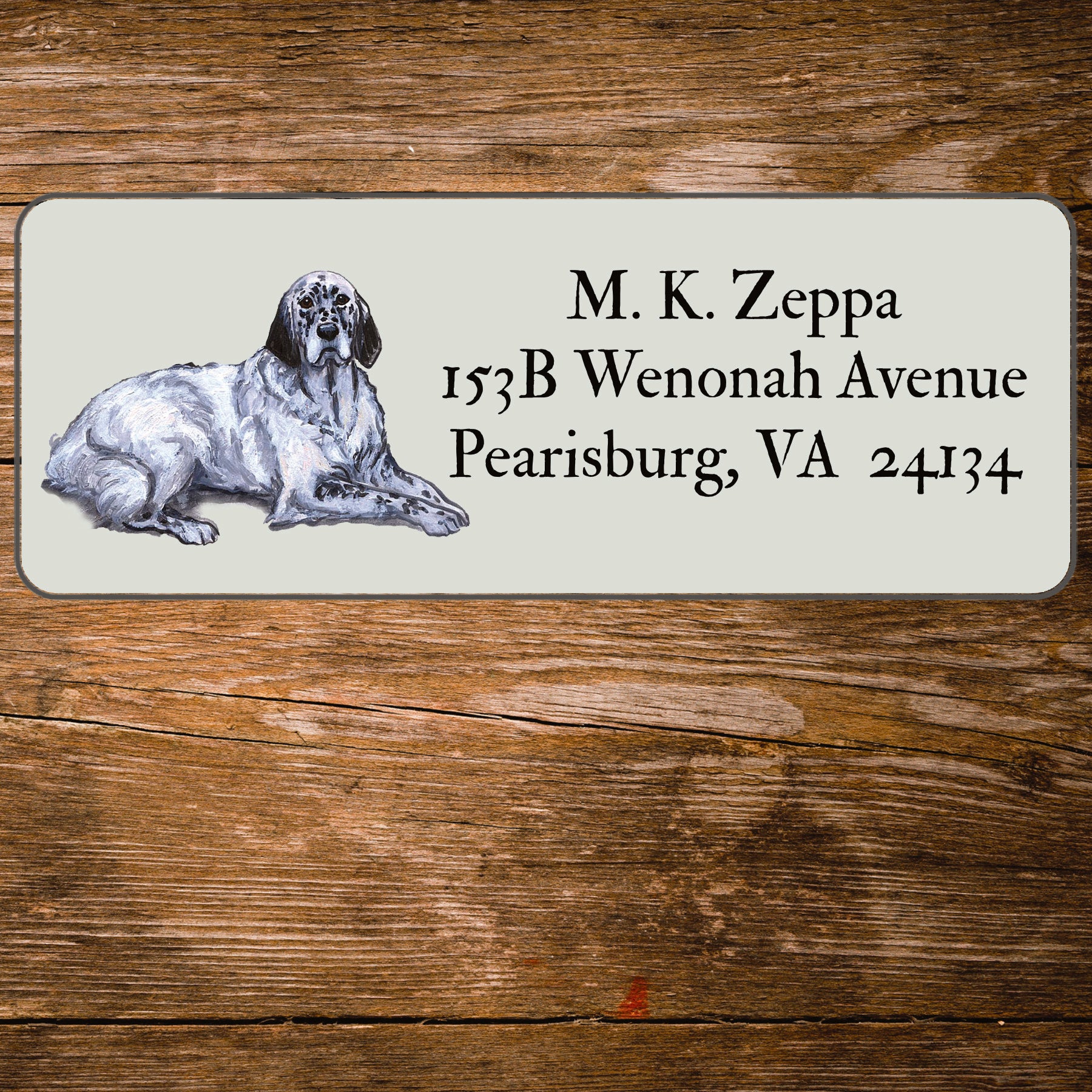 Return address label with a English Setter illustration