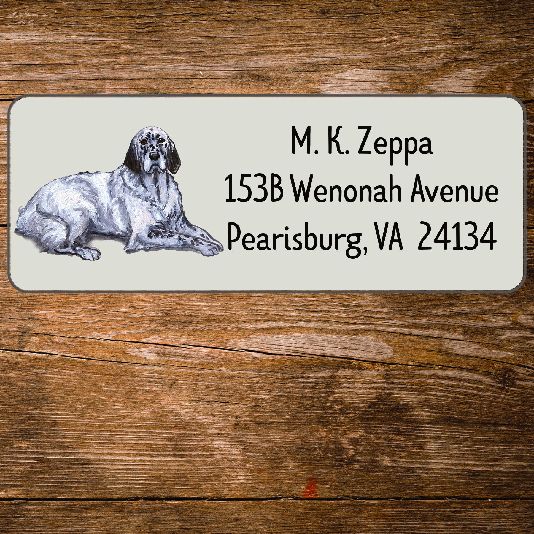 Return address label with a English Setter illustration