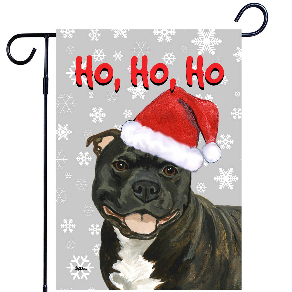 English Staffordshire Terrier Ho Ho Ho Garden Flag