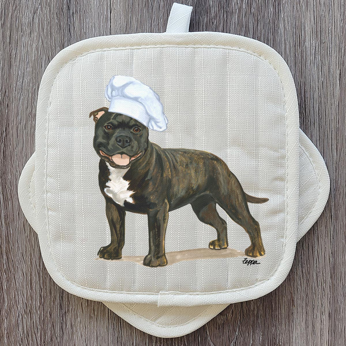 Brindle English Staffordshire Pot Holder Set