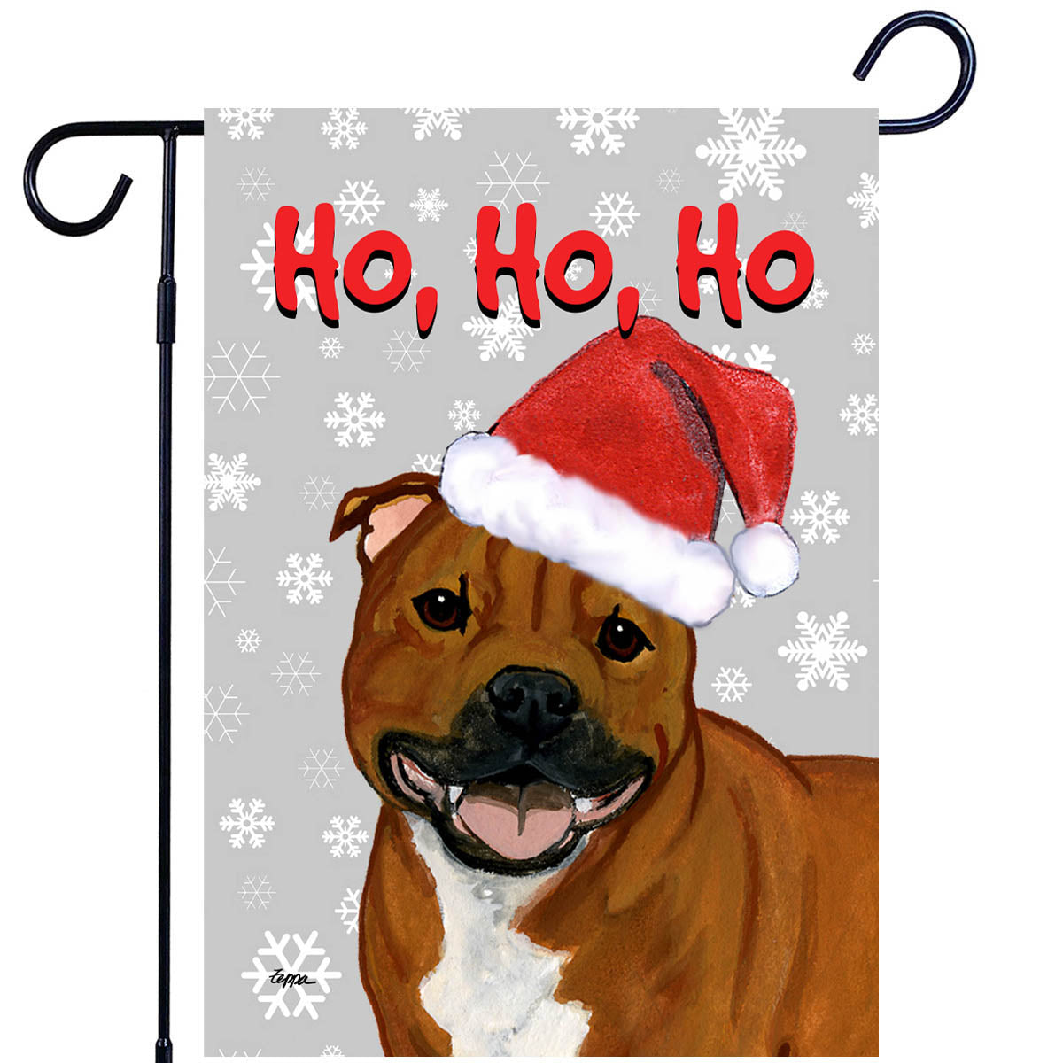 English Staffordshire Terrier Ho Ho Ho Garden Flag