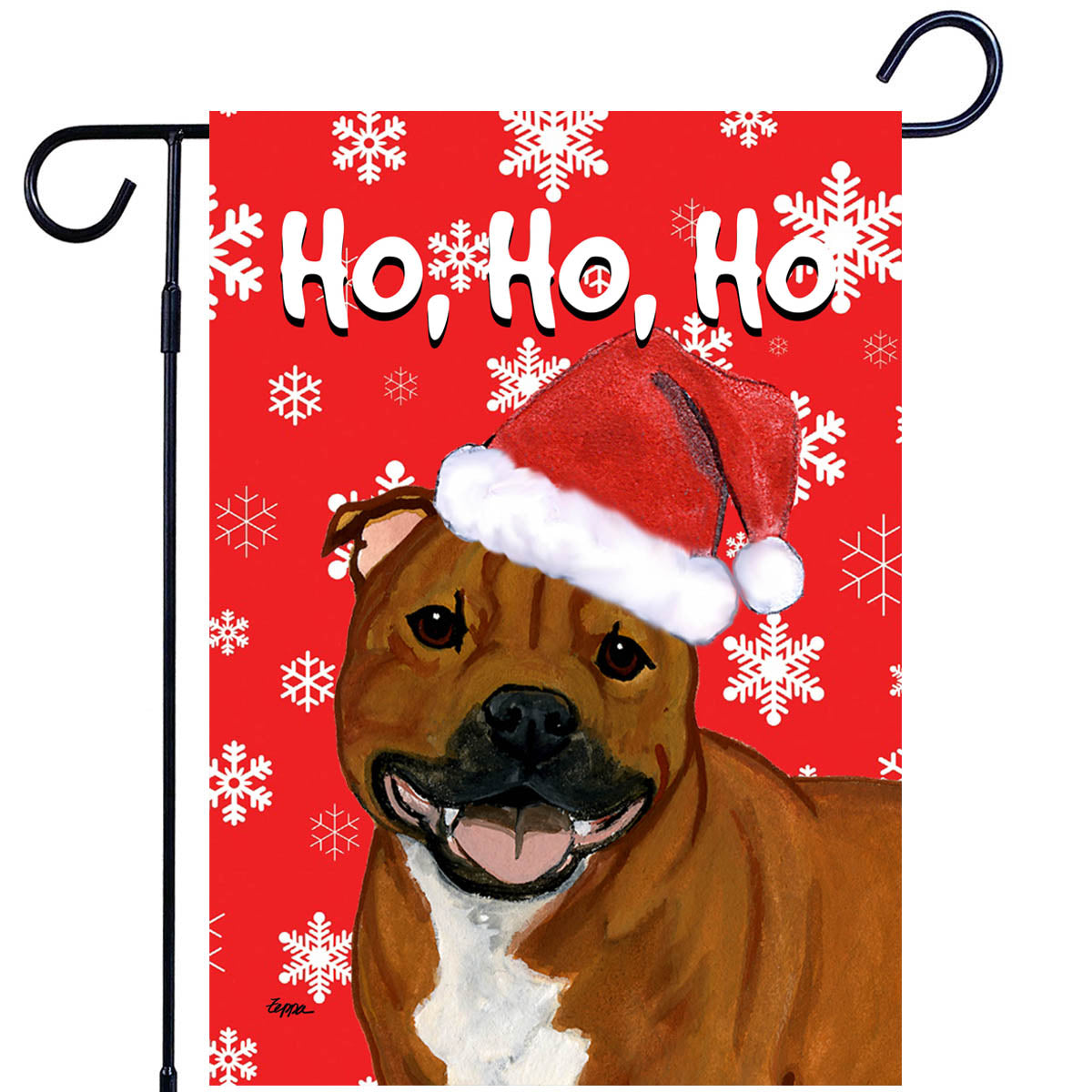 English Staffordshire Terrier Ho Ho Ho Garden Flag