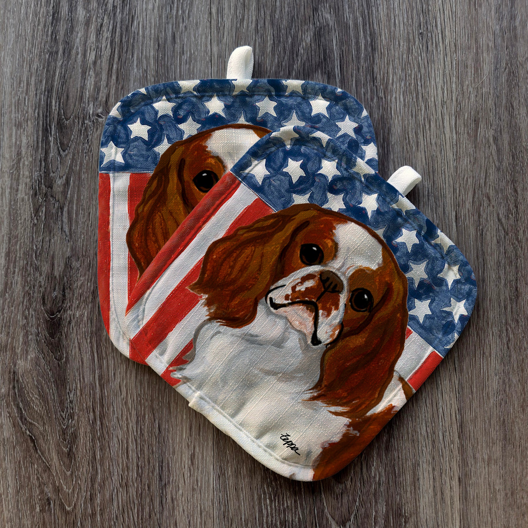 Blenheim English Toy Spaniel Americana Pot Holder Set