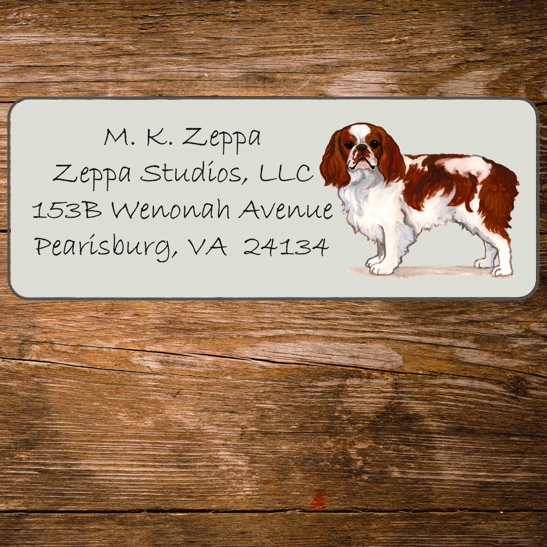 Return address label with a English Toy Spaniel illustration