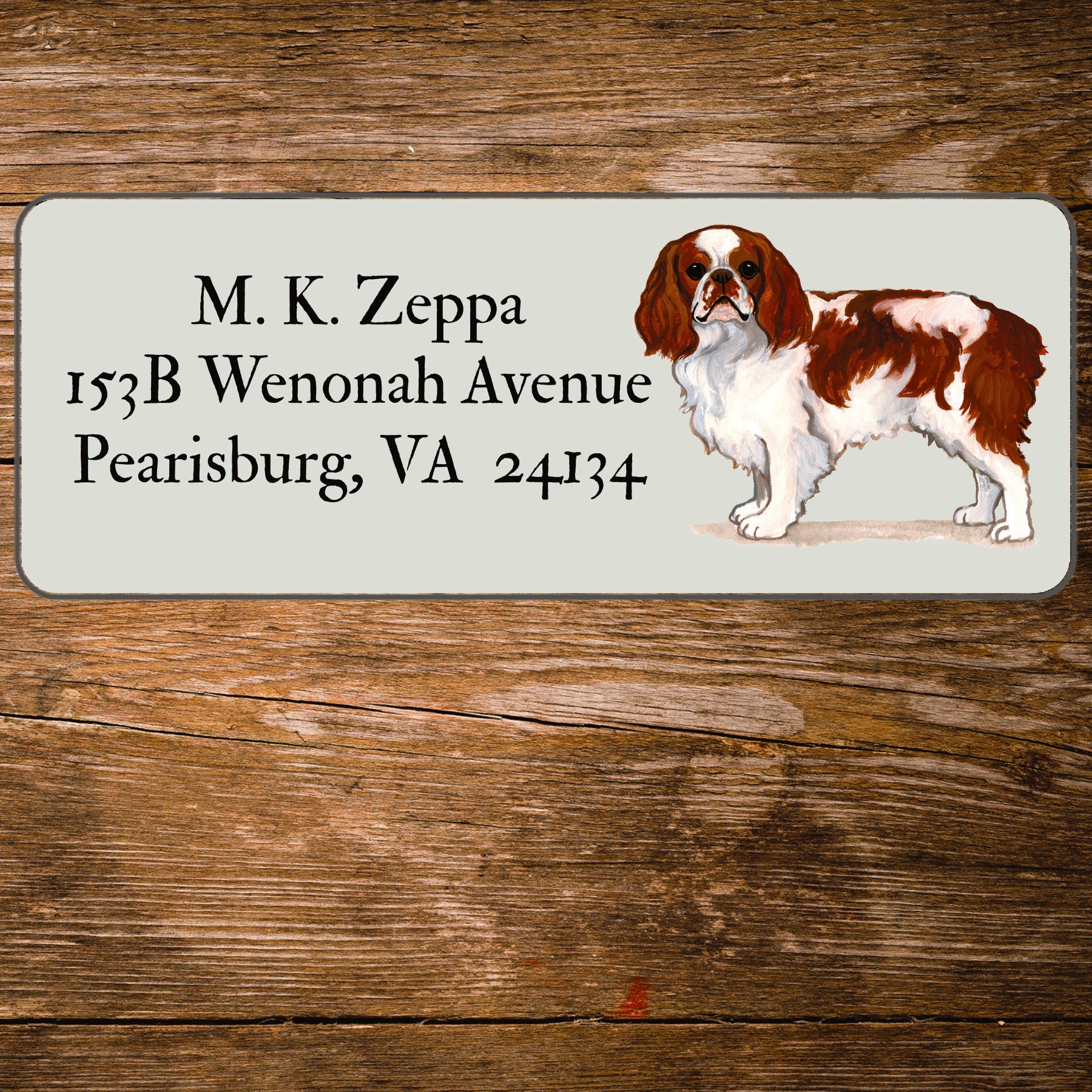 Return address label with a English Toy Spaniel illustration