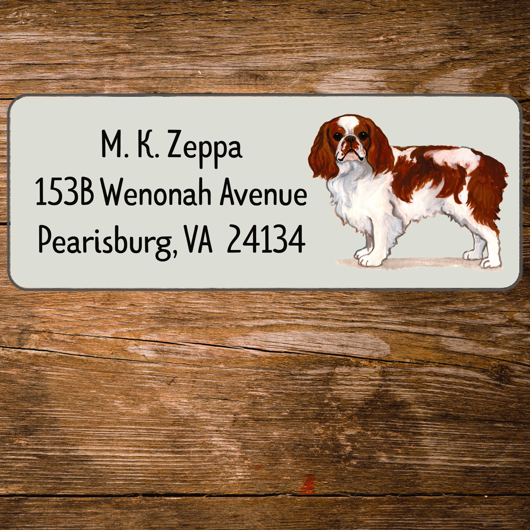 Return address label with a English Toy Spaniel illustration