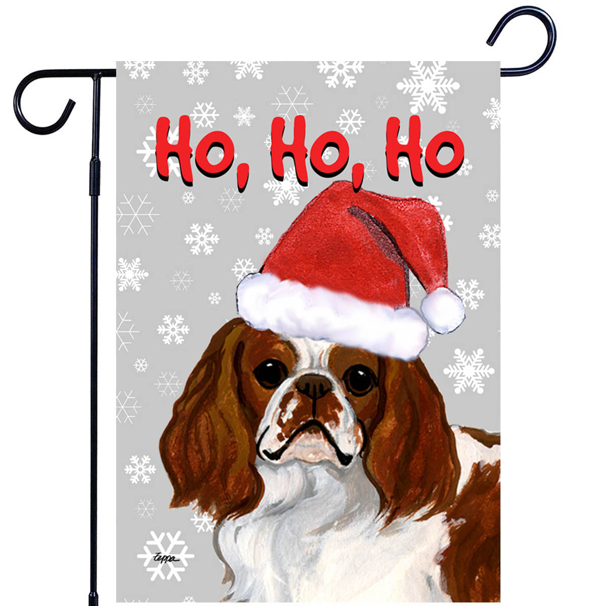 English Toy Spaniel Ho Ho Ho Garden Flag