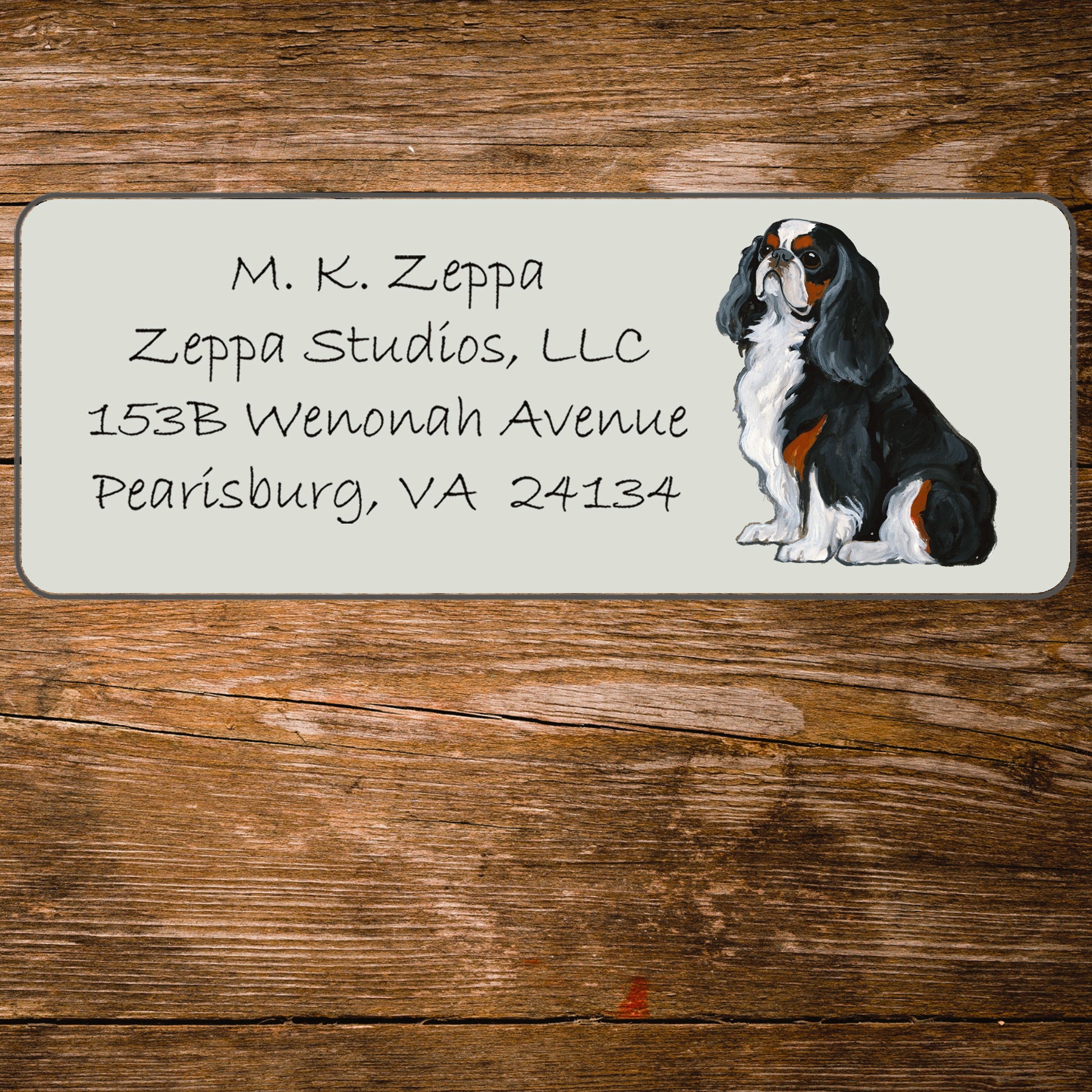 Return address label with a English Toy Spaniel illustration