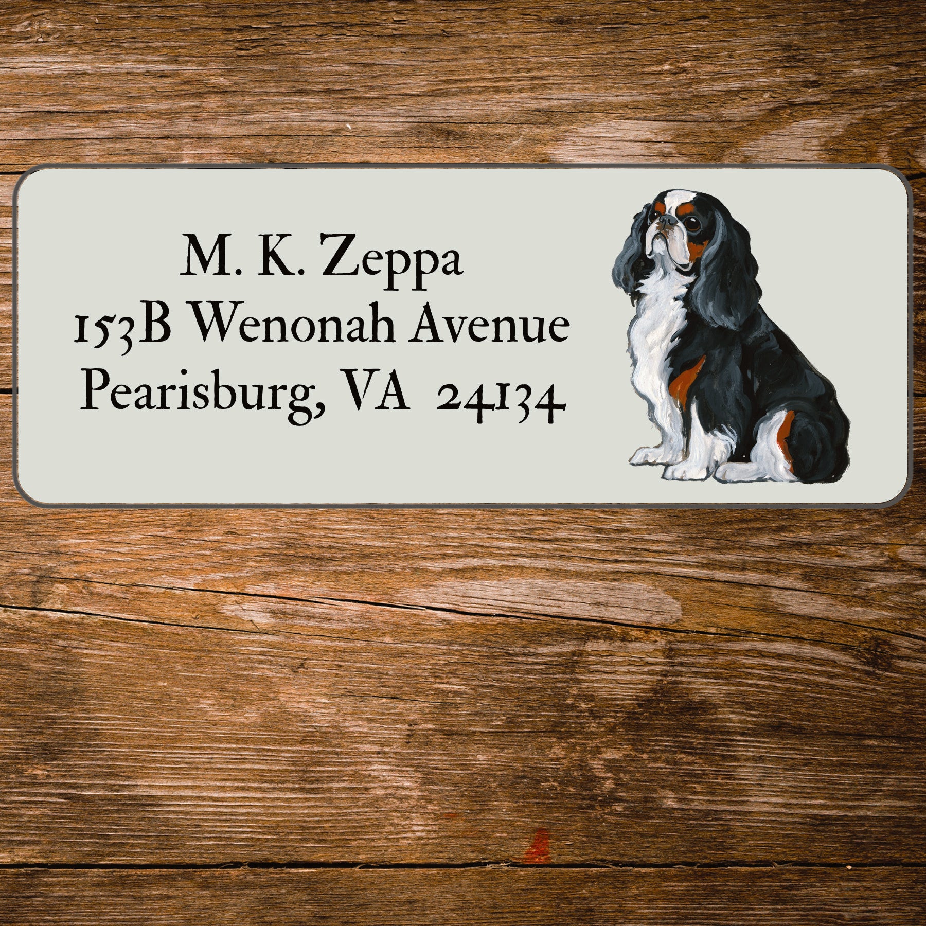 Return address label with a English Toy Spaniel illustration