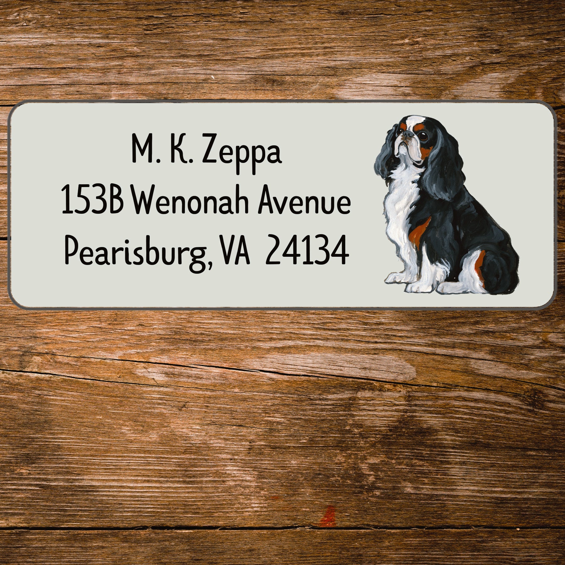 Return address label with a English Toy Spaniel illustration