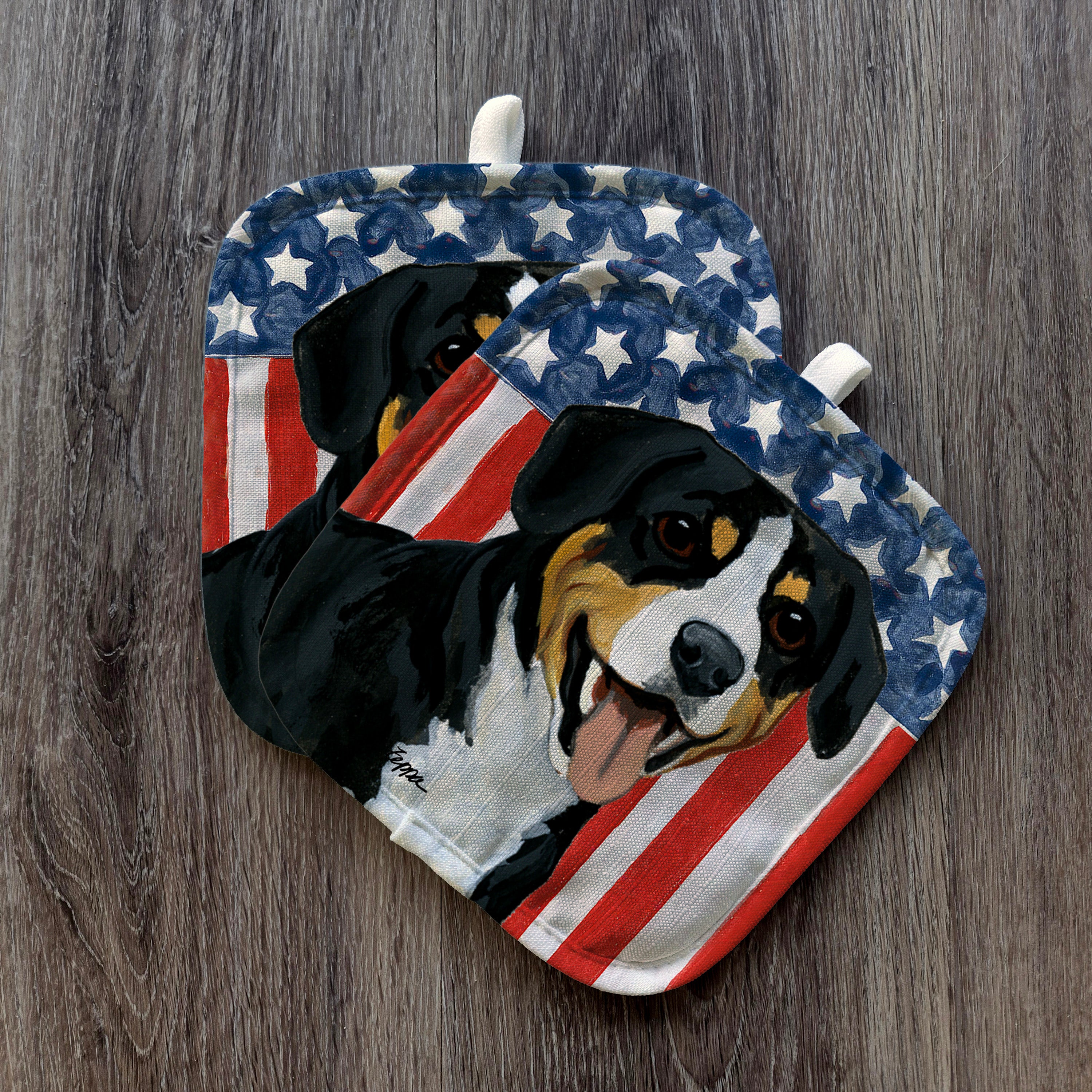 Entelbucher Mountain Dog Americana Pot Holder Set