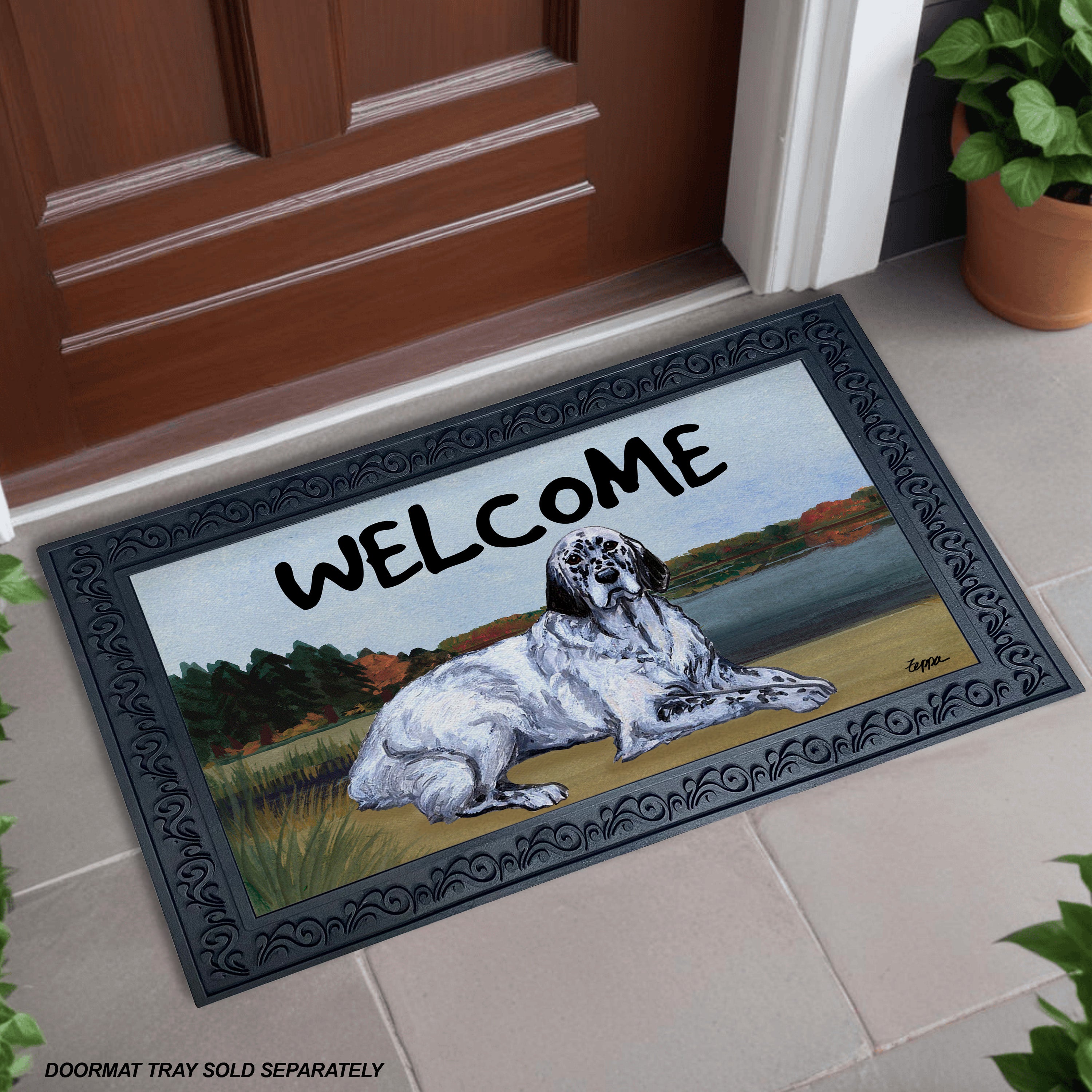 English Setter Lake Scene Welcome Mat