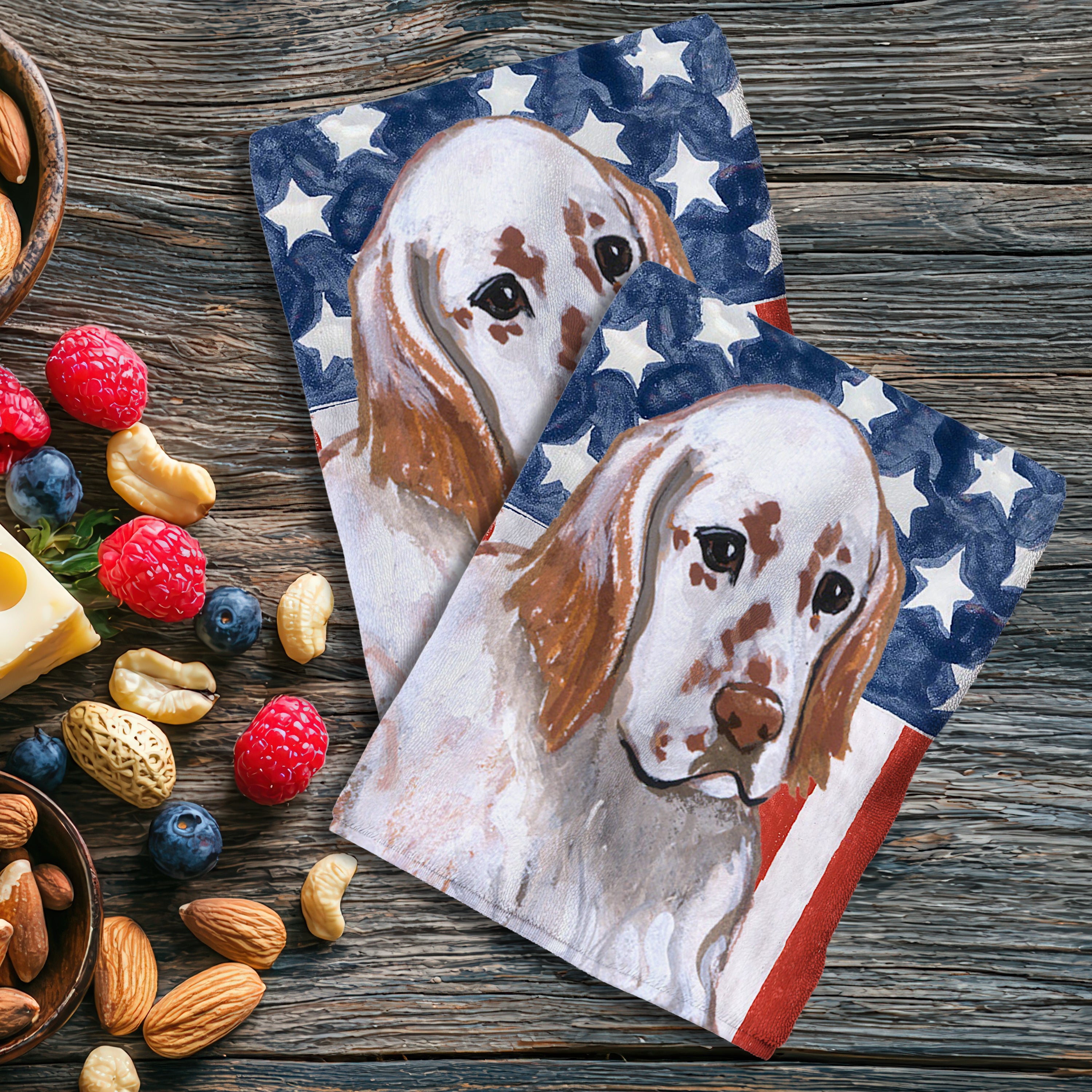 Red Belton English Setter Americana Kitchen Towel Set