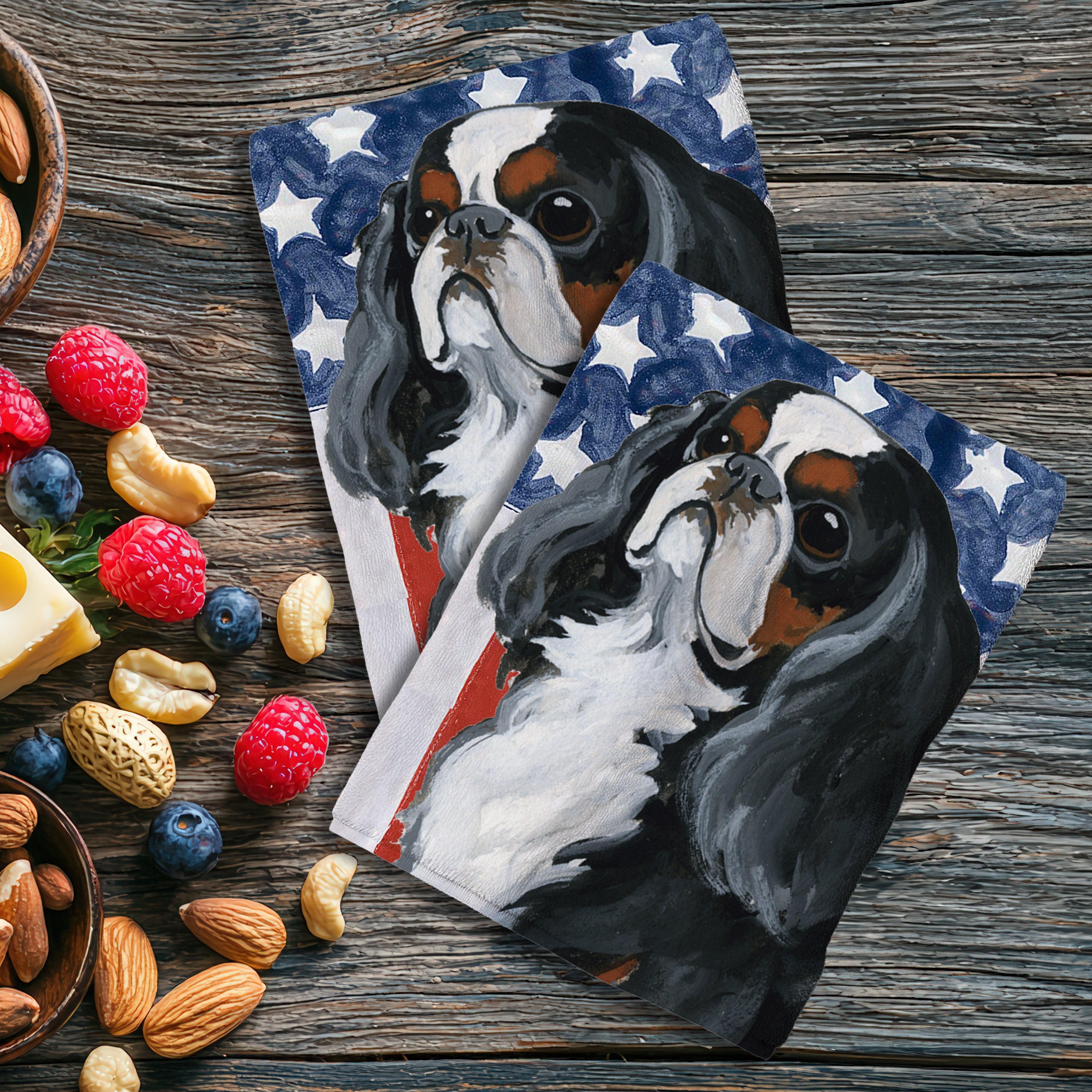 Tri English Toy Spaniel Americana Kitchen Towel Set