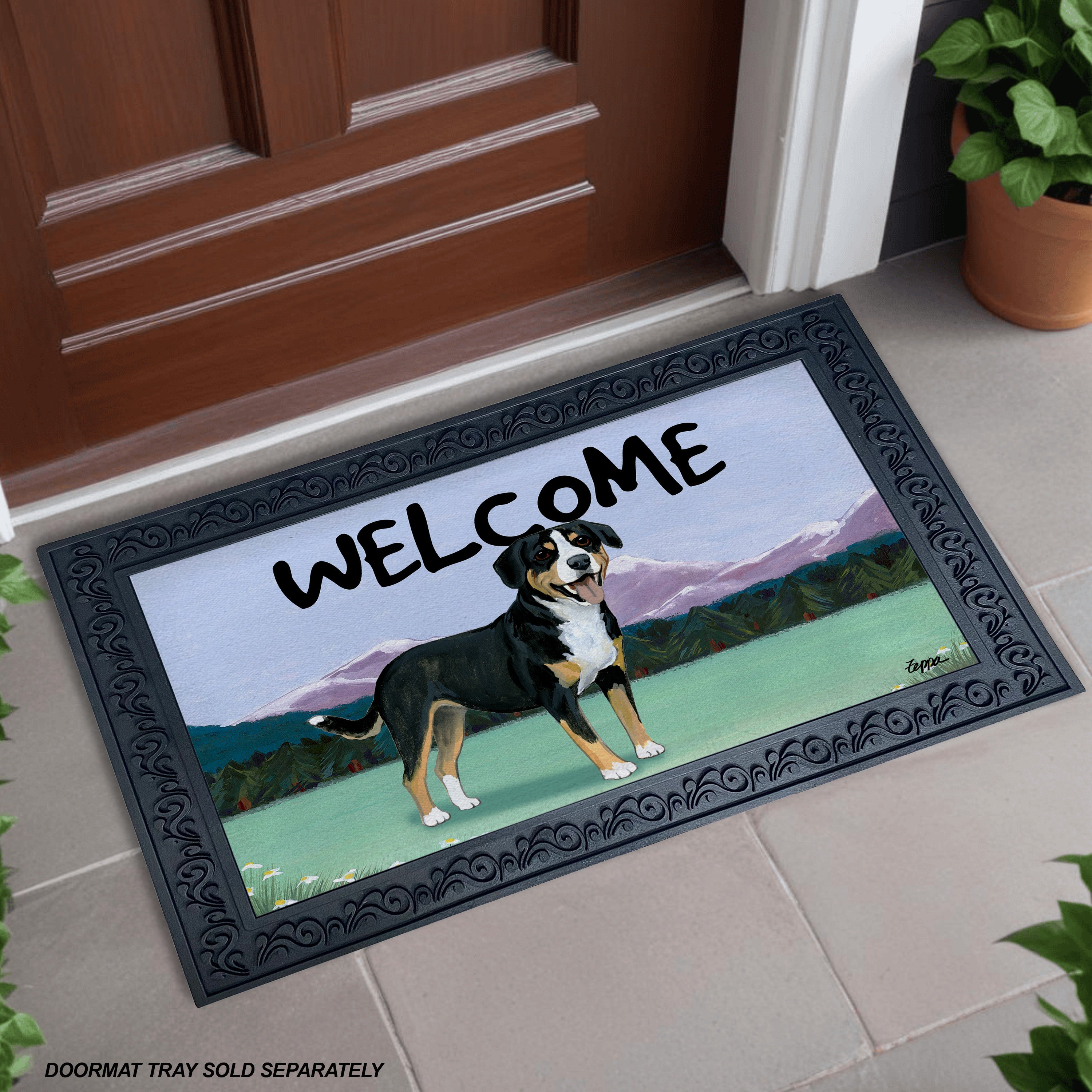 Entelbucher Mountain Dog Mountain Scene Welcome Mat