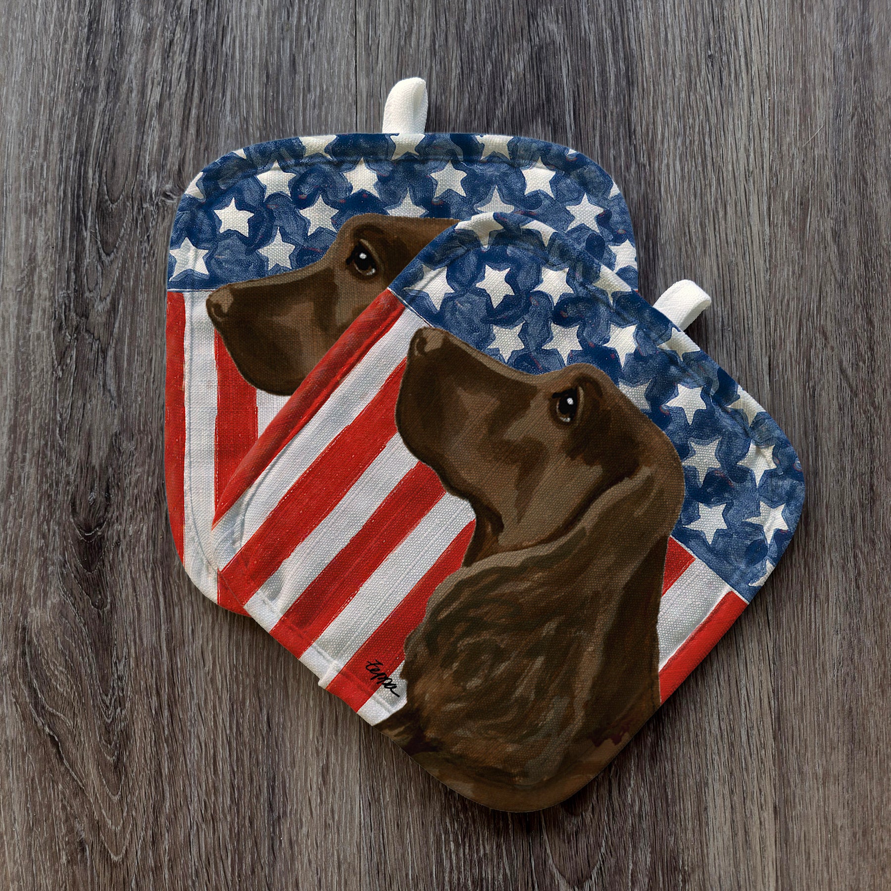 Field Spaniel Americana Pot Holder Set