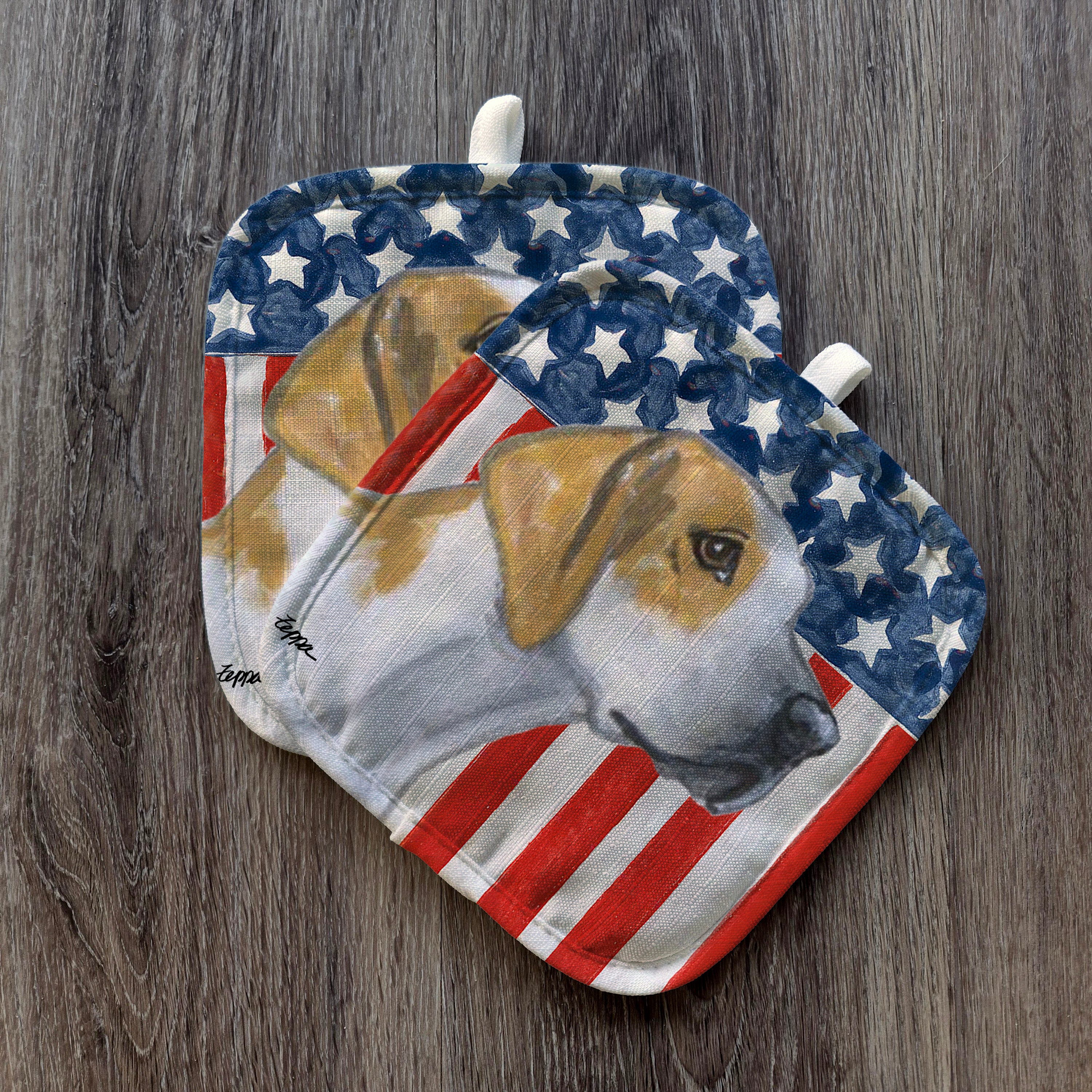 English Foxhound Americana Pot Holder Set