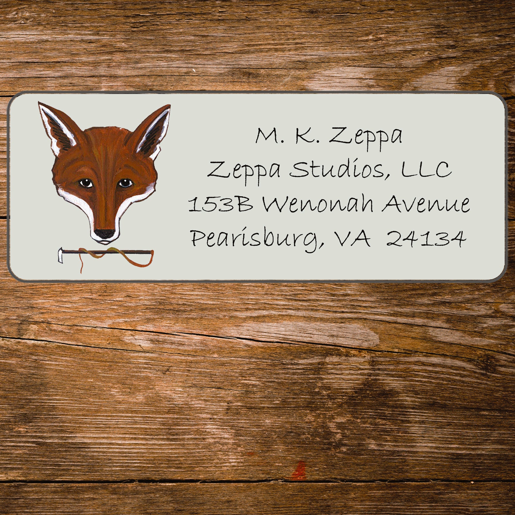 Return Address Label with a Fox Mask design.