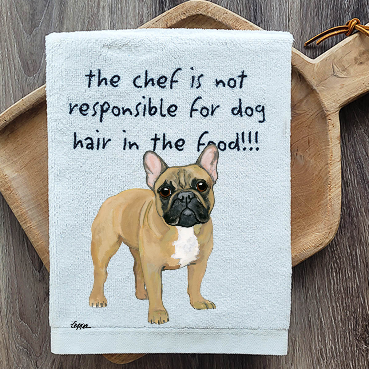 Pawsitively Adorable Fawn French Bulldog Kitchen Towel