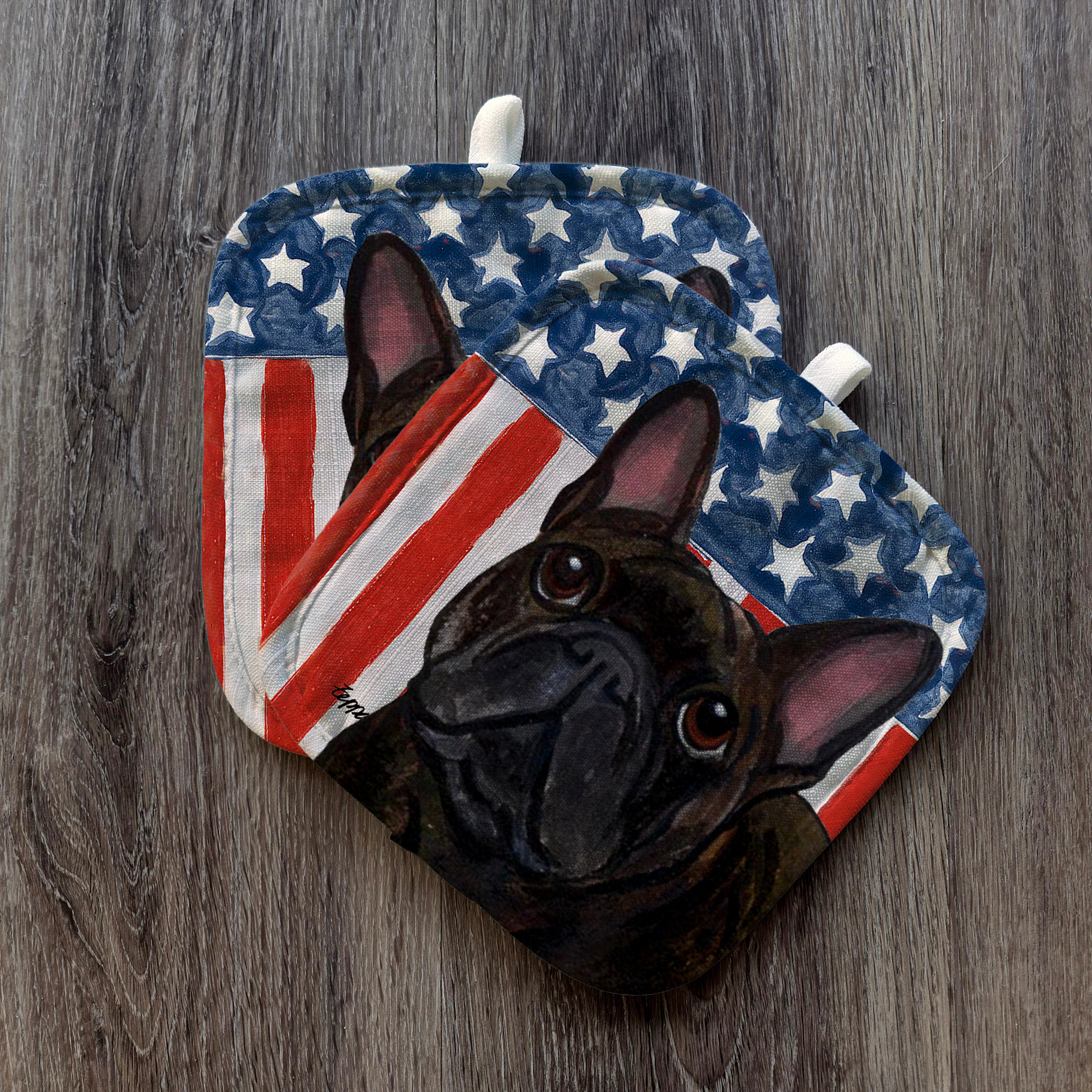 French Bulldog Americana Pot Holder Set