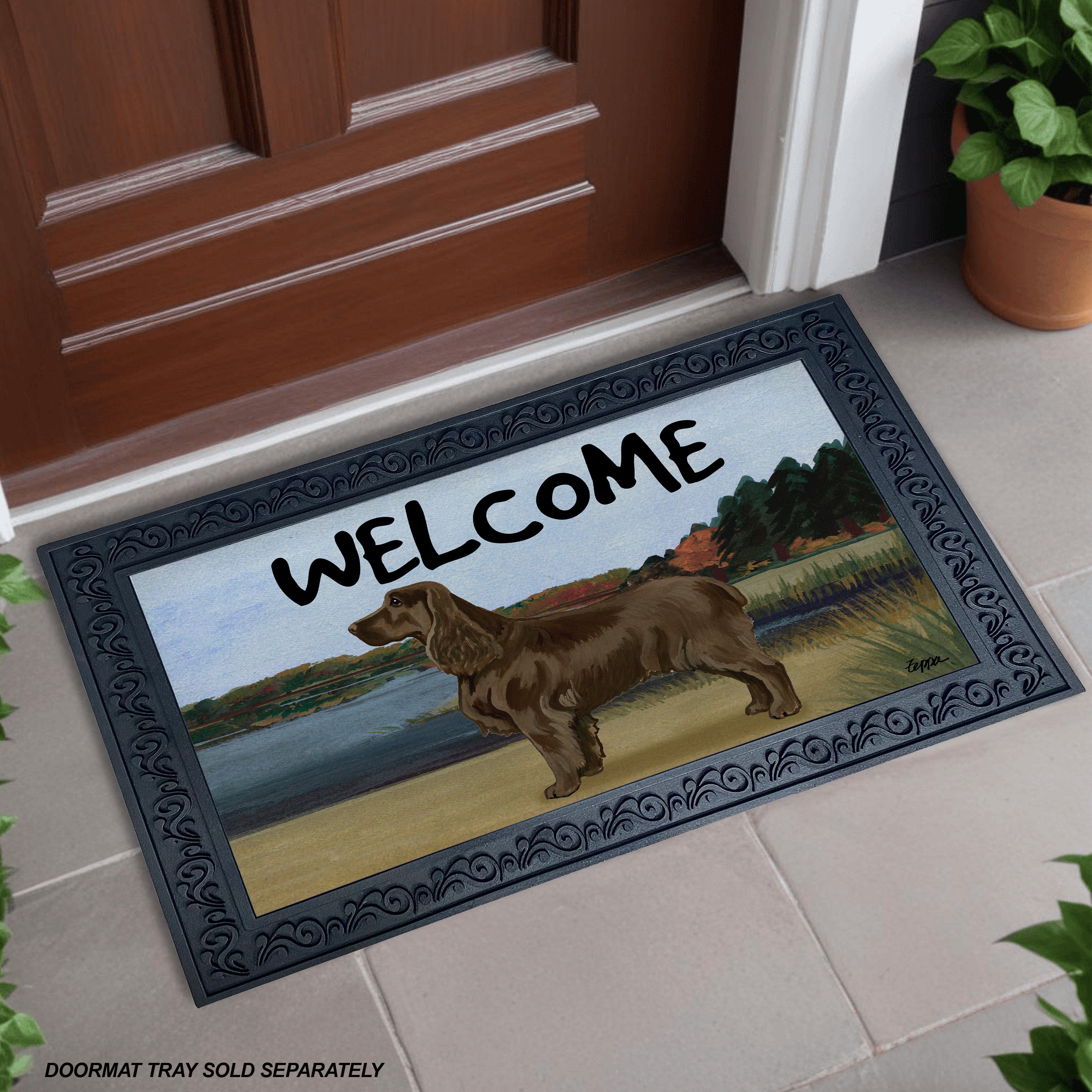 Field Spaniel Lake Scene Welcome Mat