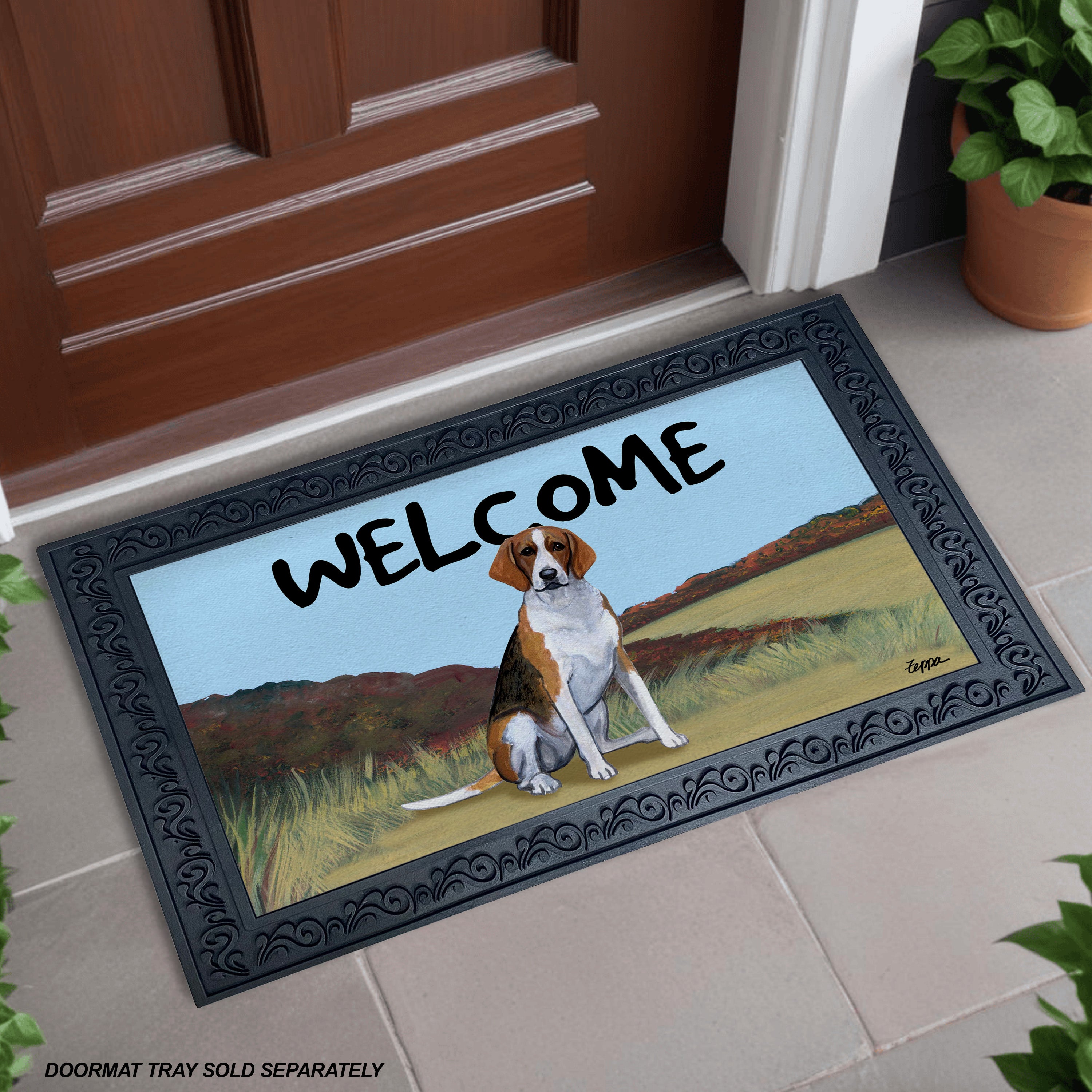 Foxhound Field Scene Welcome Mat