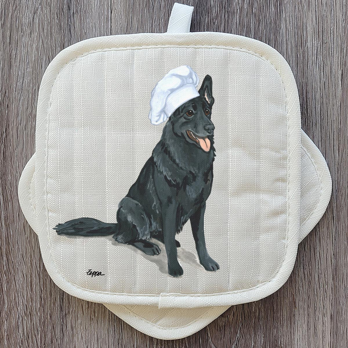 Black German Shepherd Pot Holder Set