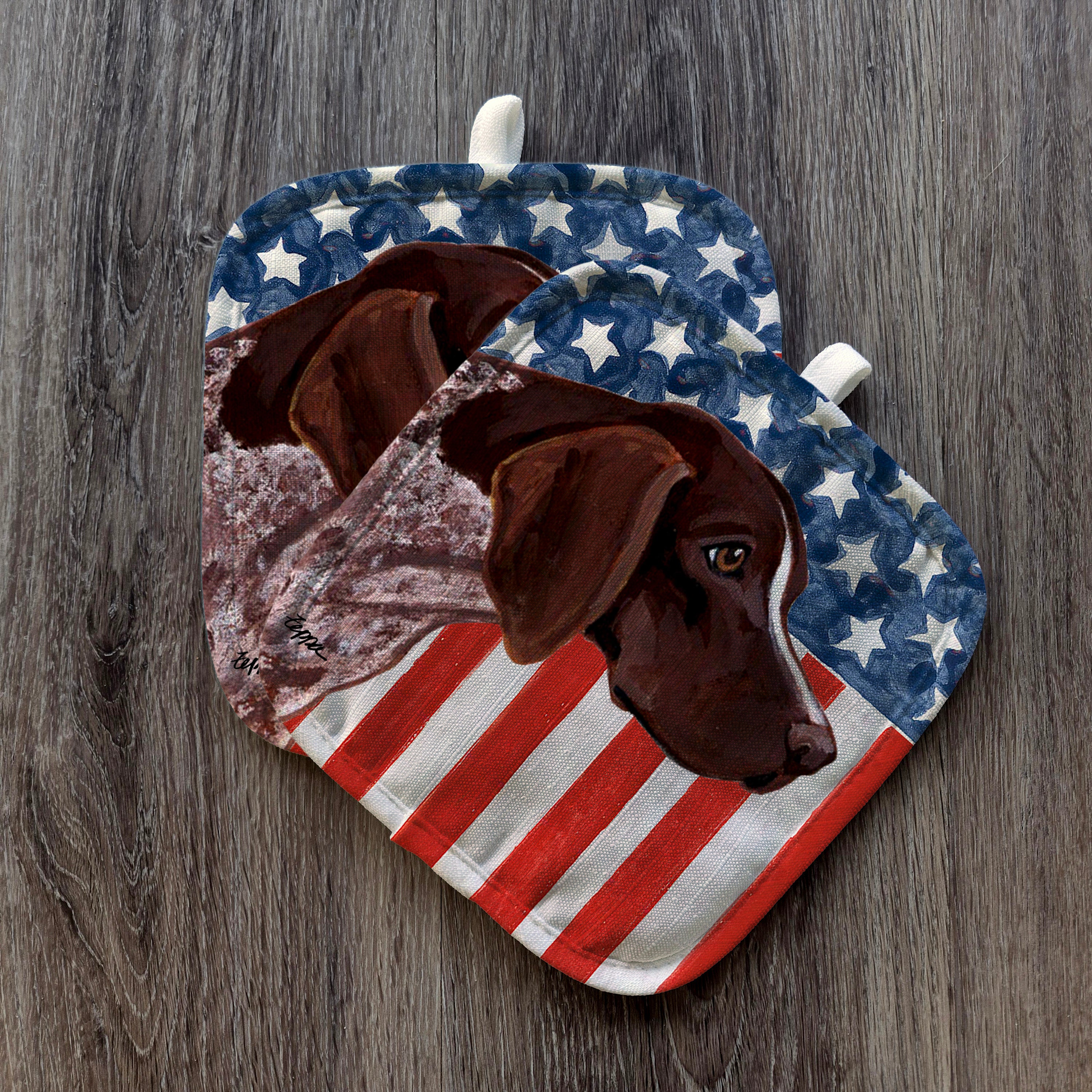 German Shorthair Pointer Americana Pot Holder Set