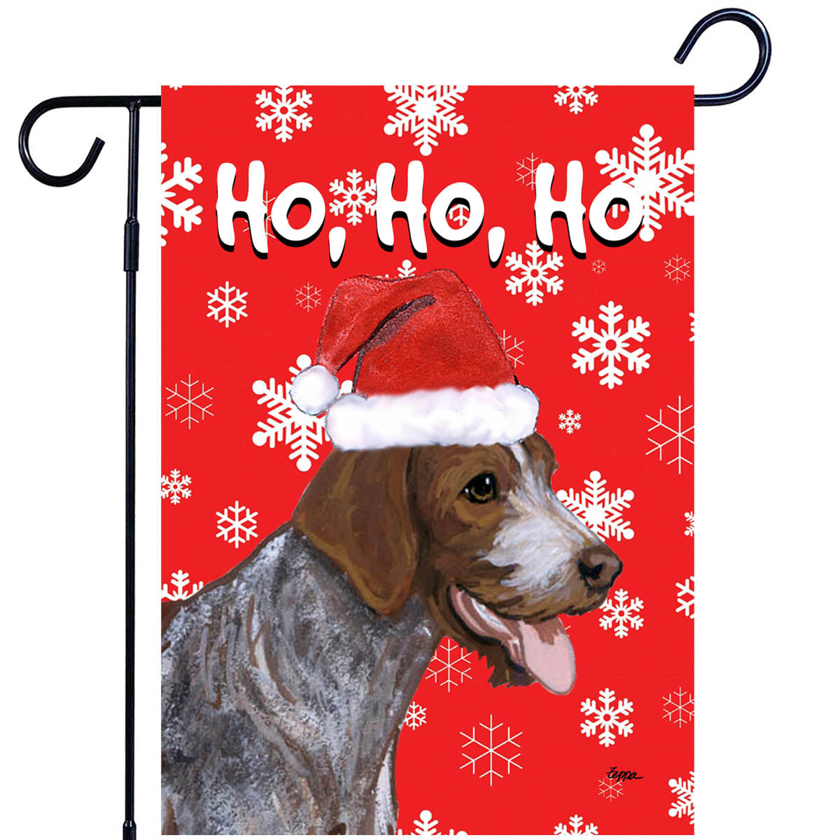 German Wirehaired Pointer Ho Ho Ho Garden Flag