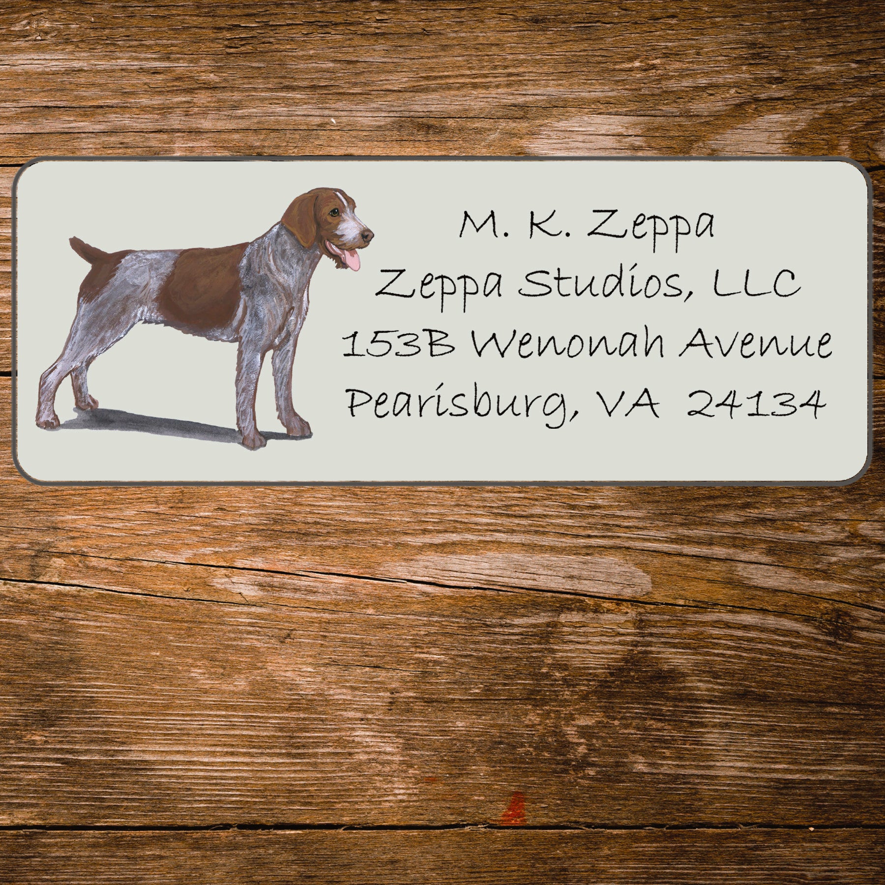 Return address label with a German Wirehaired Pointer illustration