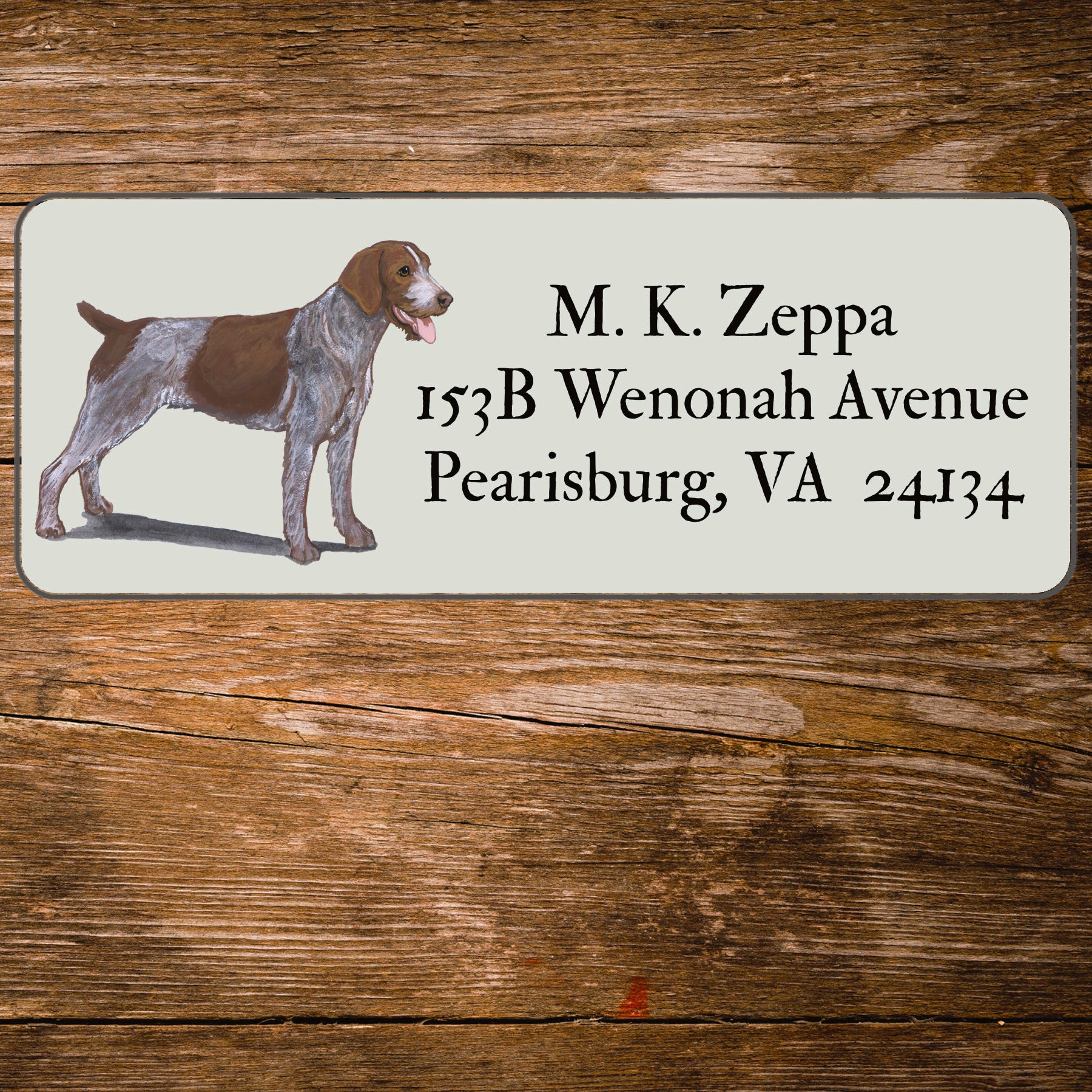 Return address label with a German Wirehaired Pointer illustration