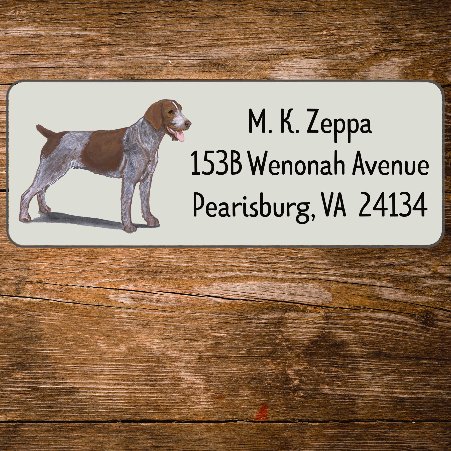 Return address label with a German Wirehaired Pointer illustration