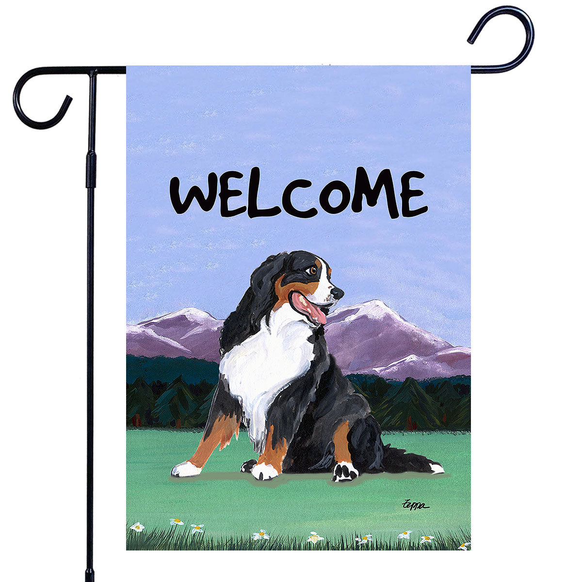 Bernese Mountain Dog Scenic Garden Flag