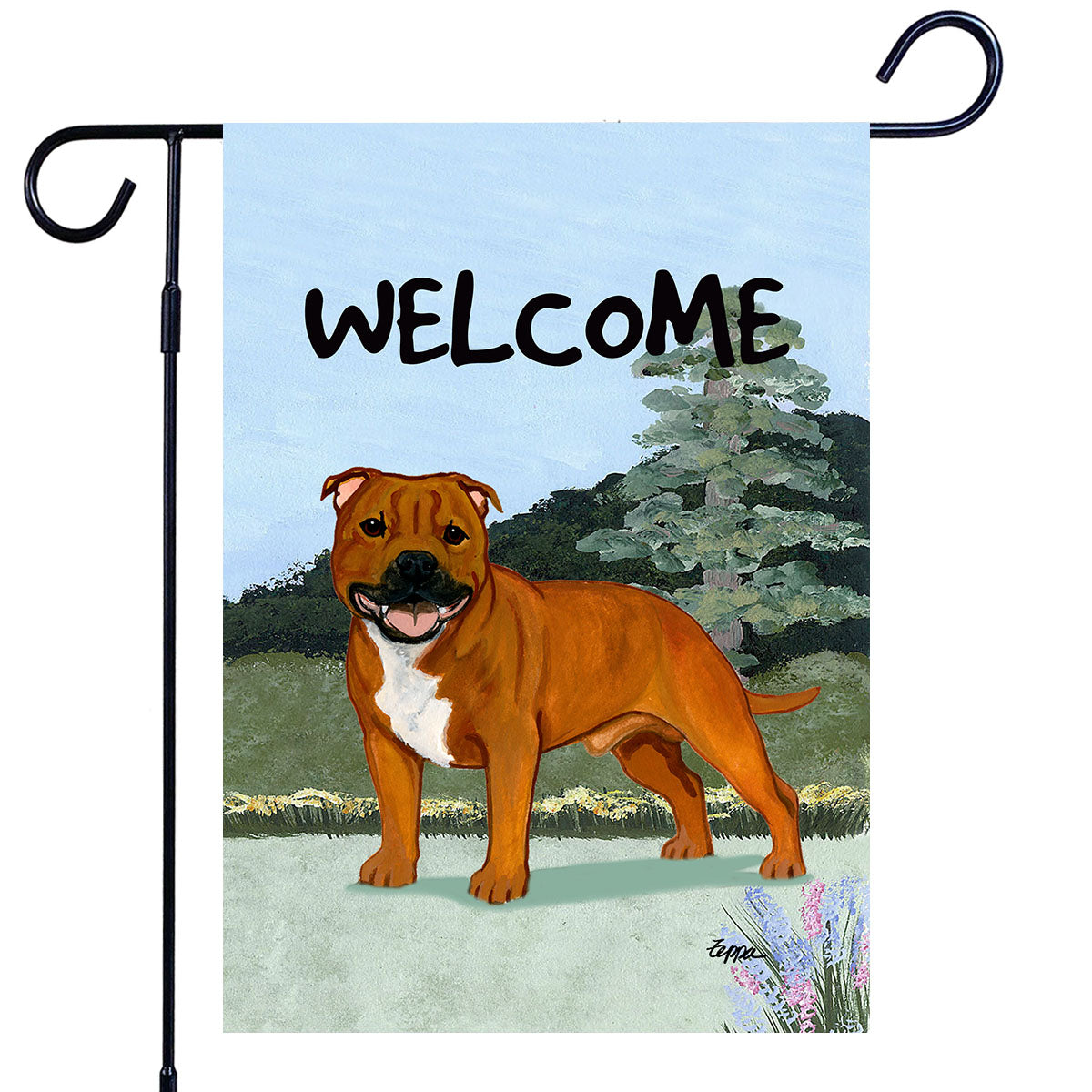 English Staffordshire Terrier Scenic Garden Flag