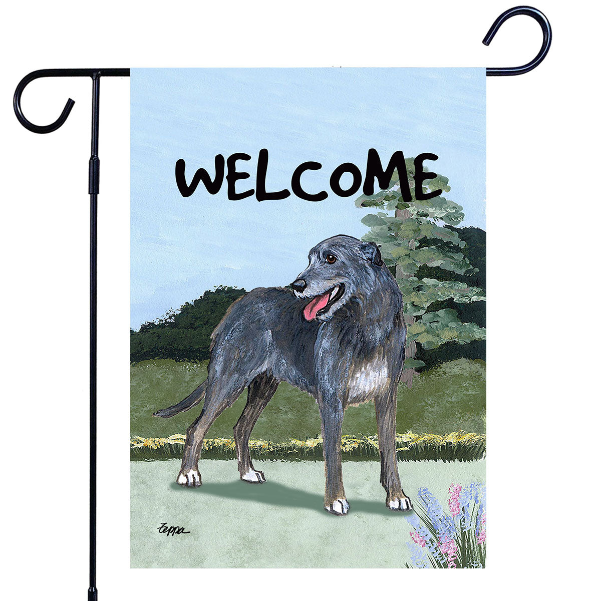 Irish Wolfhound Scenic Garden Flag