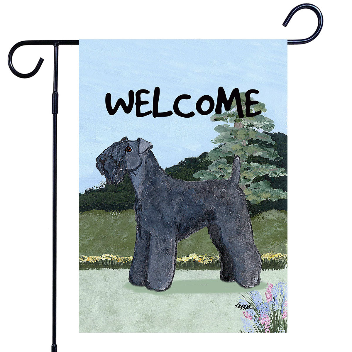 Kerry Blue Terrier Scenic Garden Flag