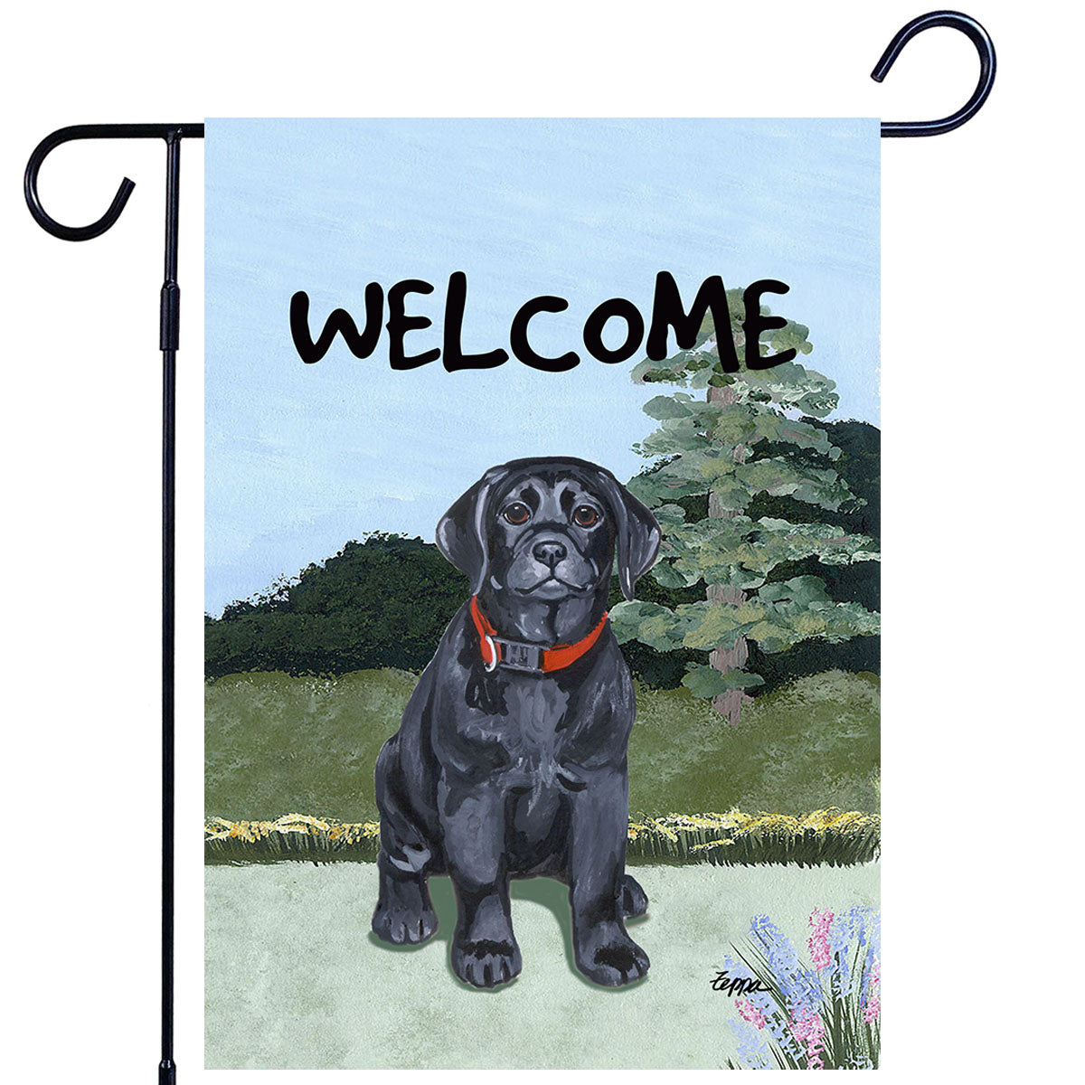 Labrador Retriever, Black Scenic Garden Flag