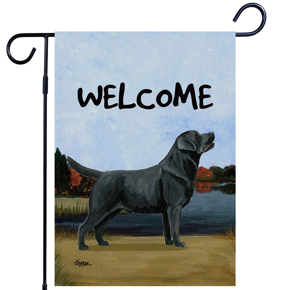 Labrador Retriever, Black Scenic Garden Flag